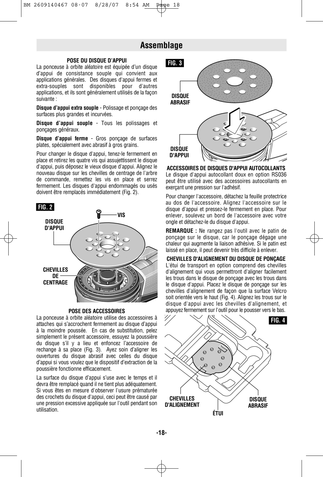 Bosch Power Tools ROS10 Assemblage, Pose DU Disque D’APPUI, VIS Disque Dappui Chevilles Centrage Pose DES Accessoires 