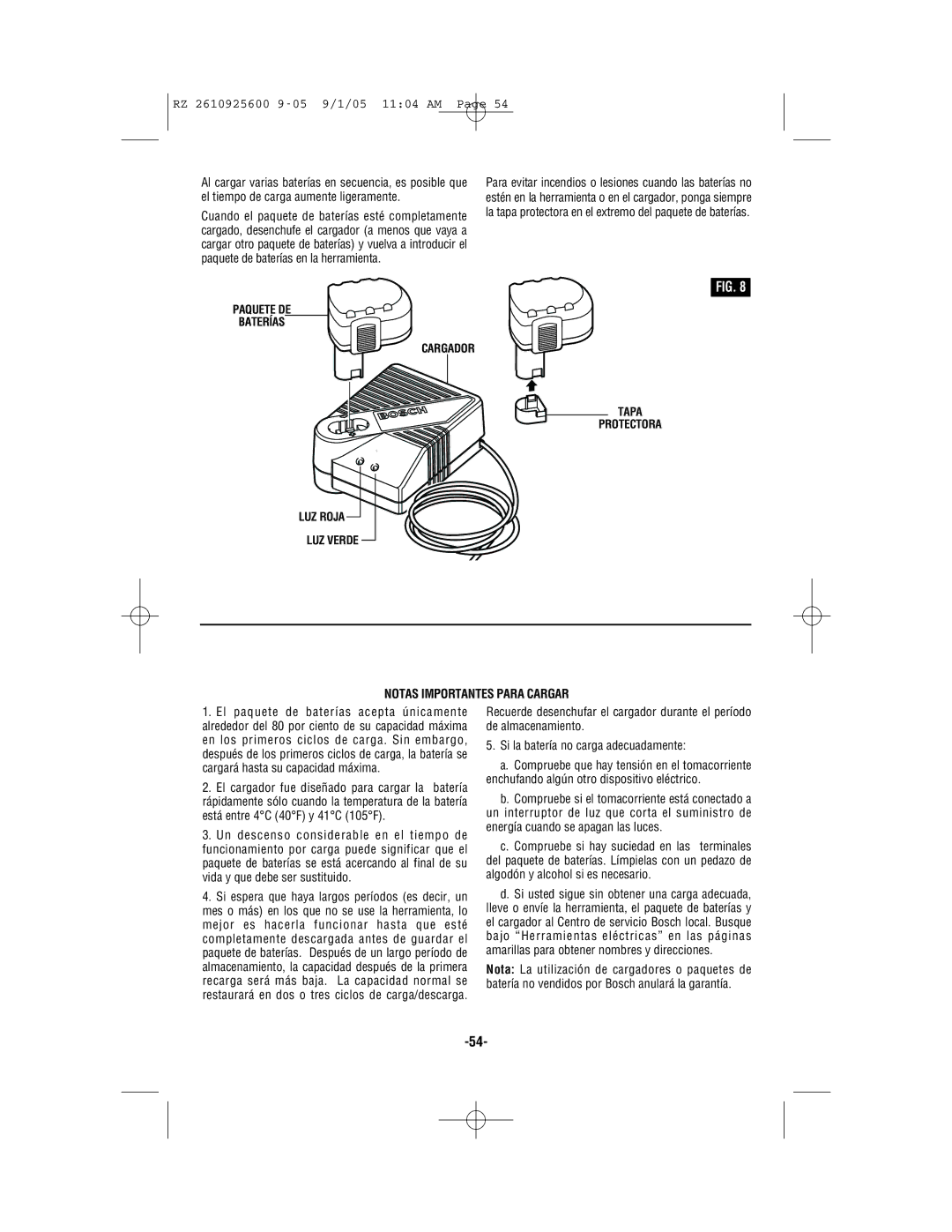 Bosch Power Tools ROTOZIP RZ18V manual Notas Importantes Para Cargar 