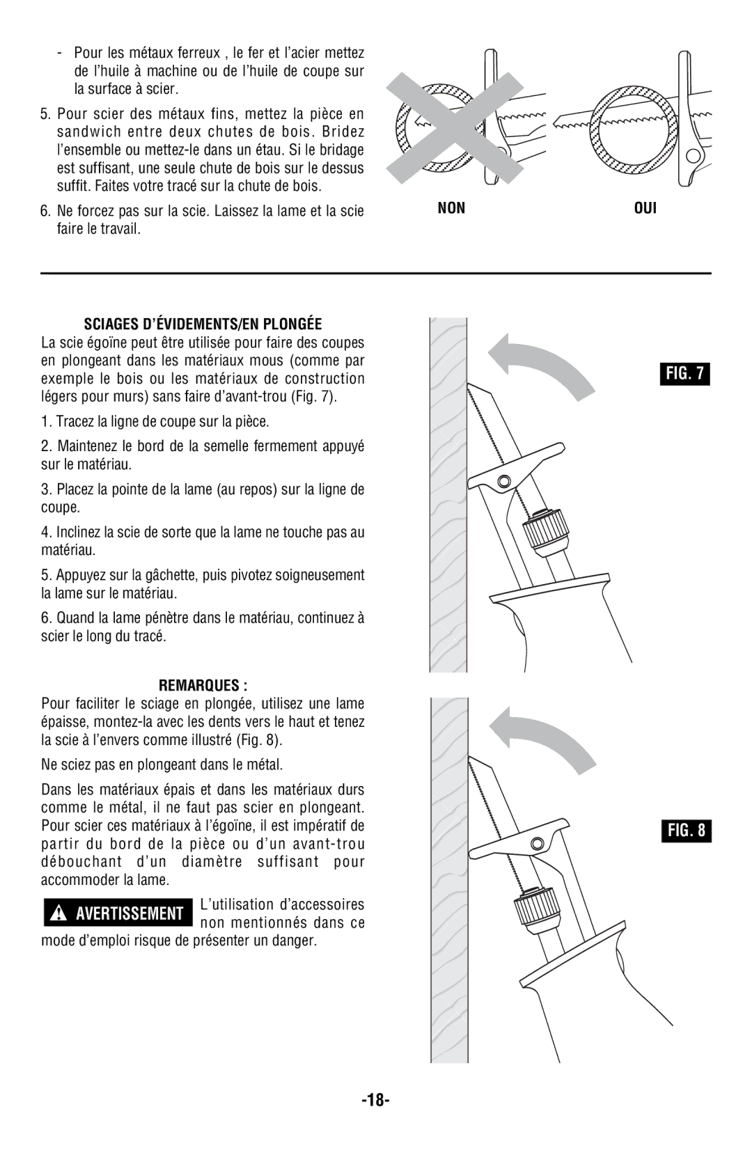 Bosch Power Tools RS10 manual Sciages D’ÉVIDEMENTS/EN Plongée, Remarques, Oui 