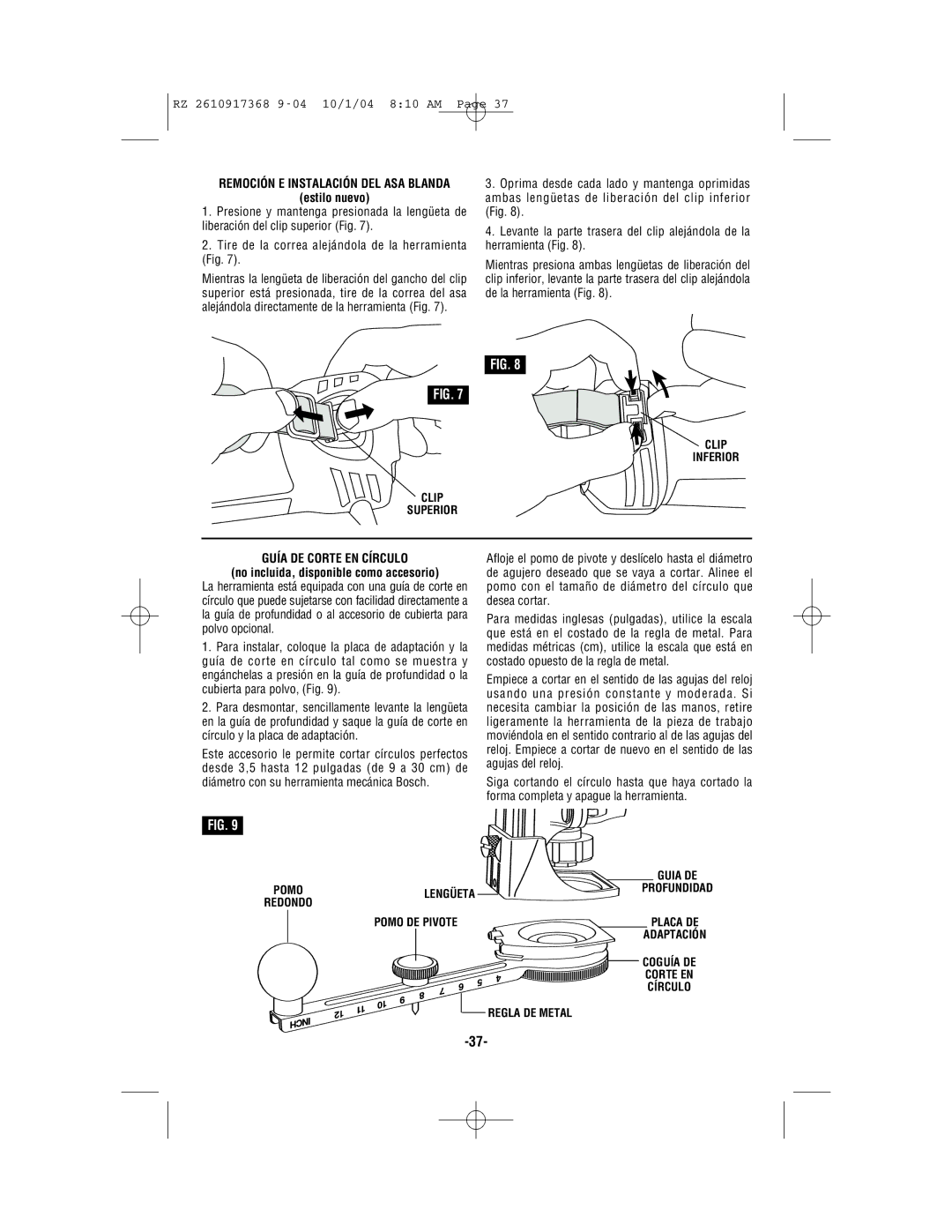 Bosch Power Tools RZ1, RZ25 manual Estilo nuevo, Guía DE Corte EN Círculo 