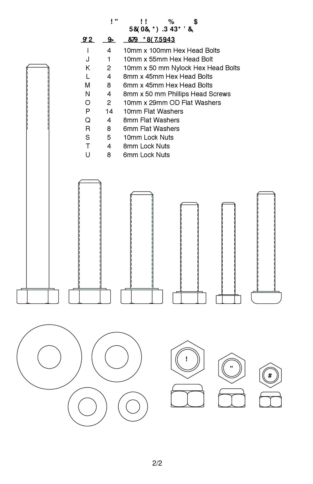 Bosch Power Tools T4B manual Stand Assembly Hardware, Packaged in one bag Item Qty. Part Description 