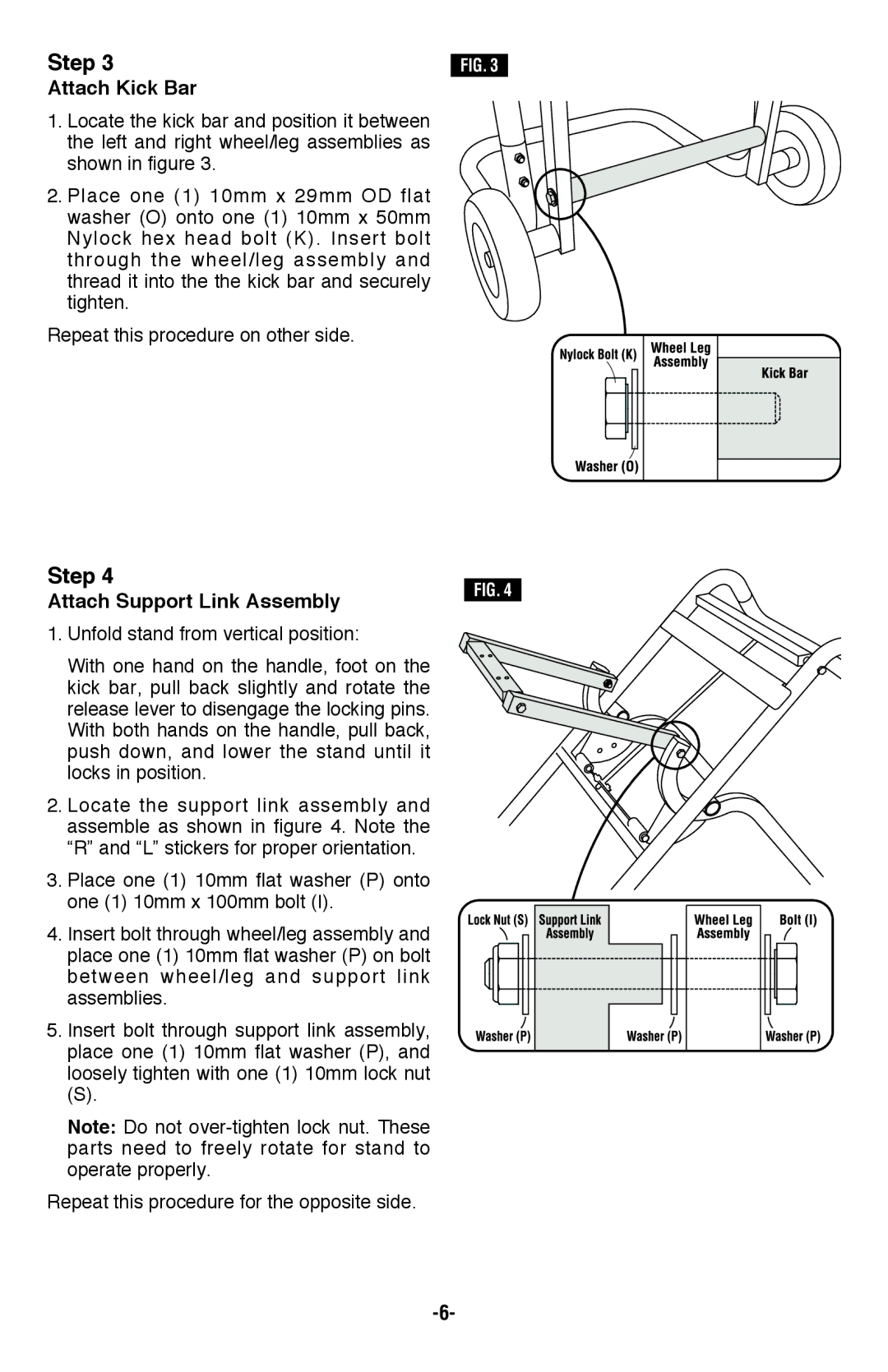 Bosch Power Tools T4B manual Attach kick Bar, Attach Support Link Assembly 