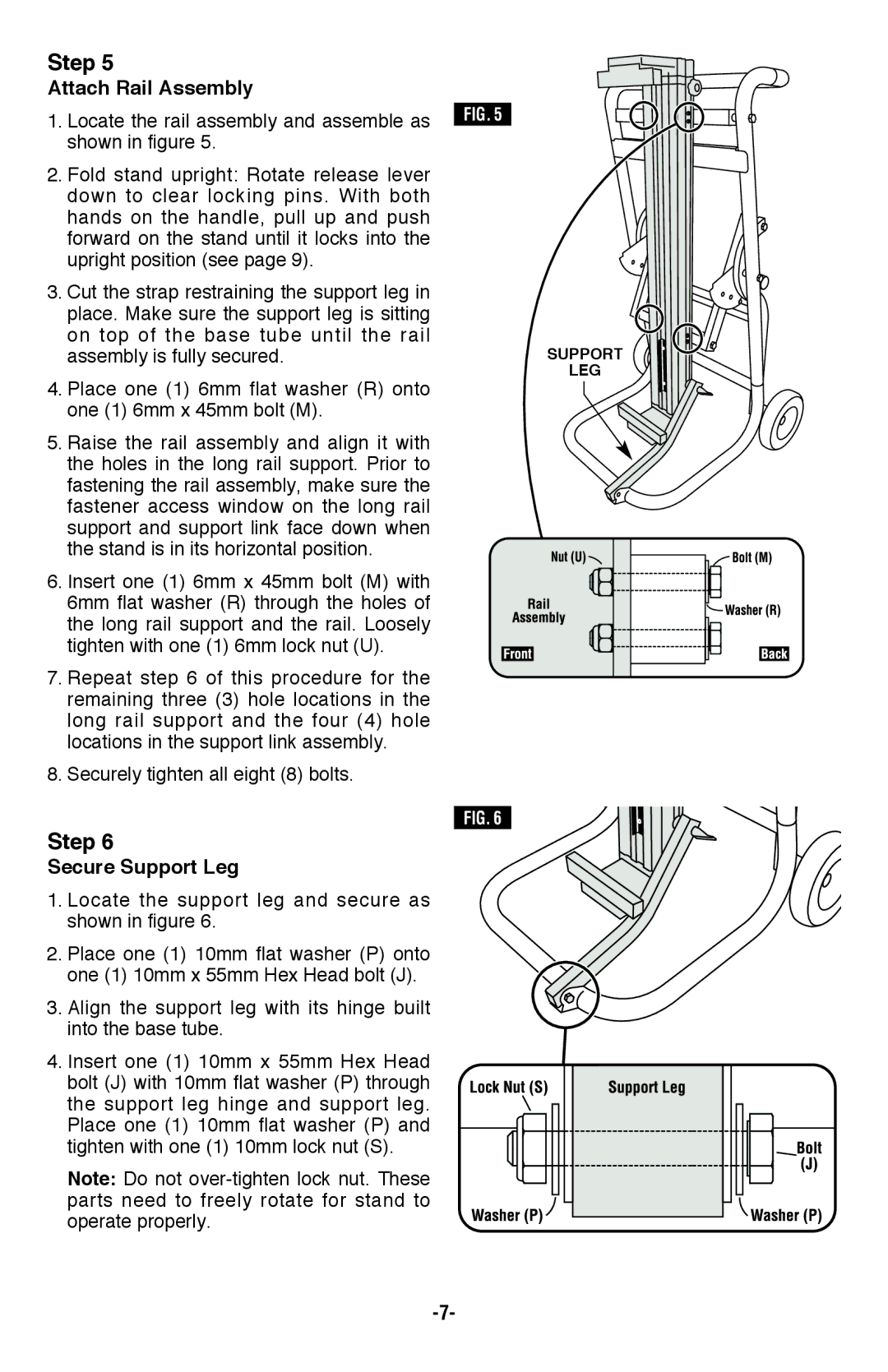 Bosch Power Tools T4B manual Attach Rail Assembly, Secure Support Leg 