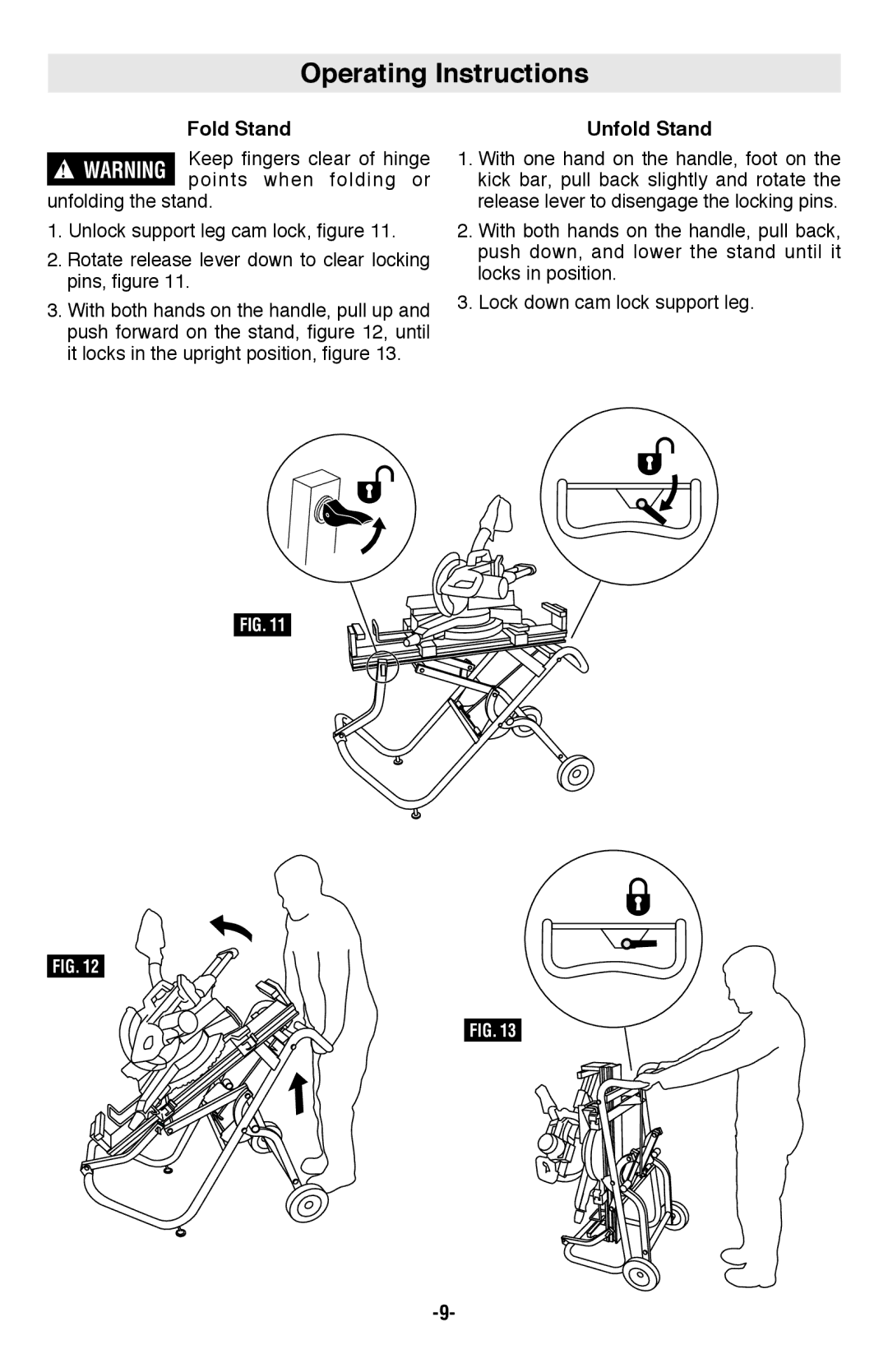 Bosch Power Tools T4B manual Operating Instructions, Fold Stand, Unfold Stand 