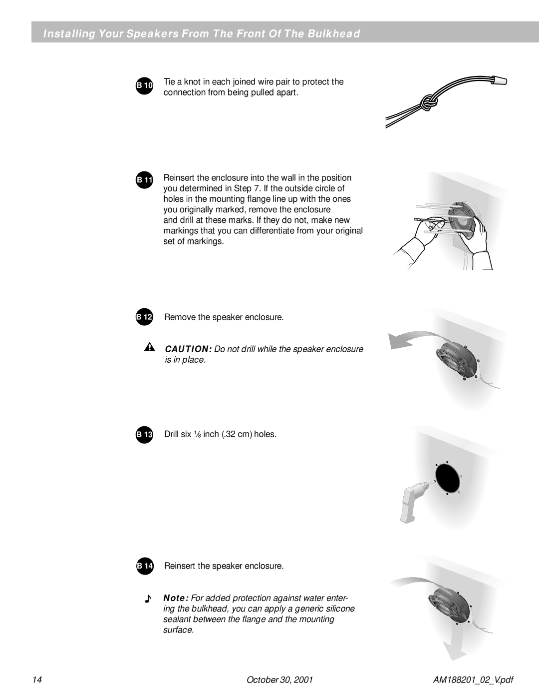 Bose 131 manual Installing Your Speakers From The Front Of The Bulkhead 