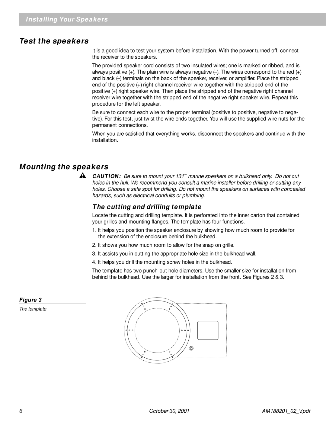 Bose 131 manual Test the speakers, Mounting the speakers 