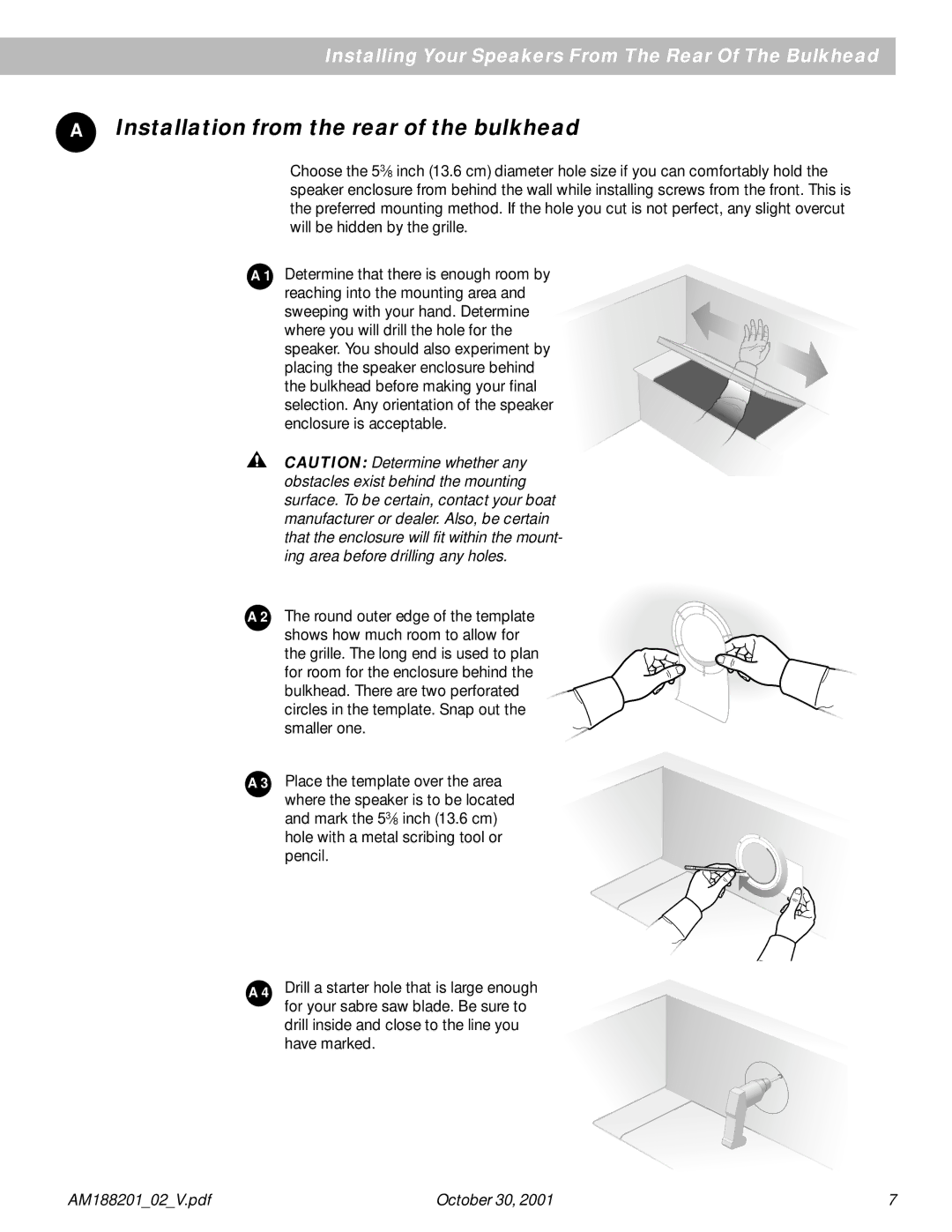 Bose 131 manual Installation from the rear of the bulkhead 