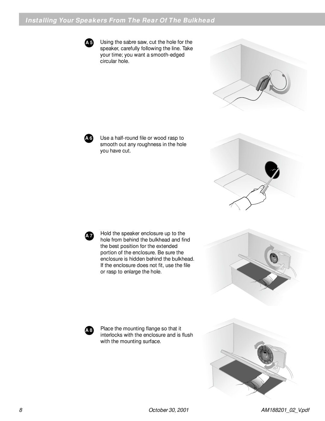 Bose 131 manual Installing Your Speakers From The Rear Of The Bulkhead 