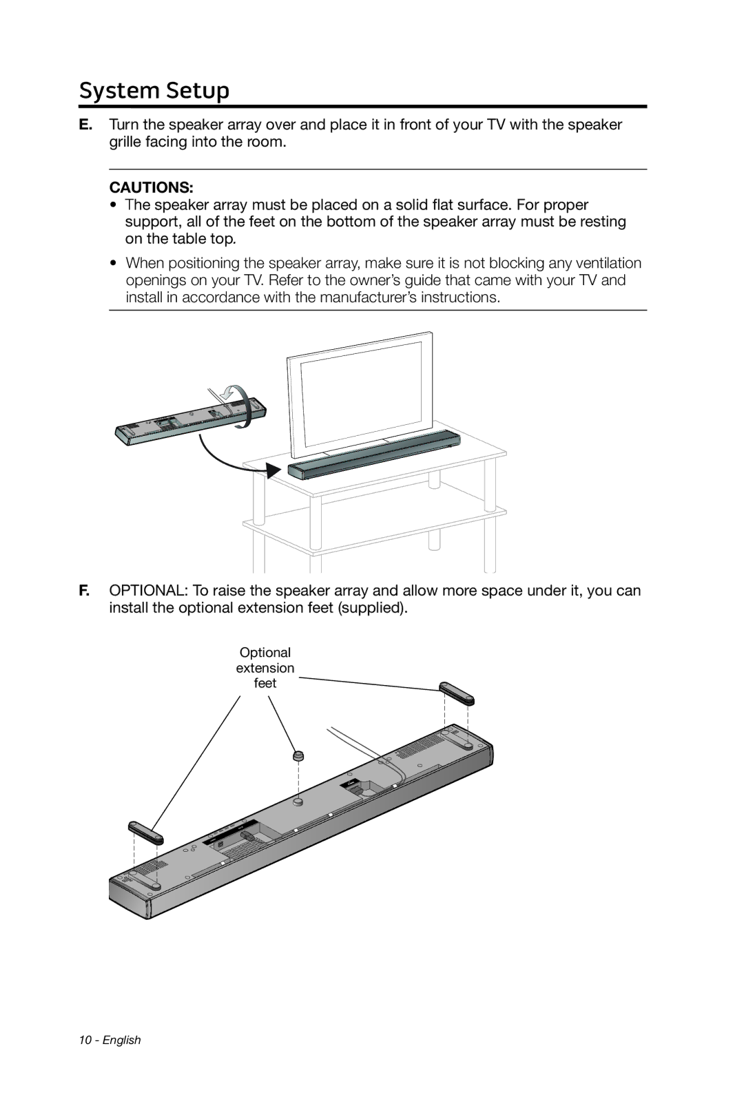 Bose 135 setup guide Optional Extension Feet 