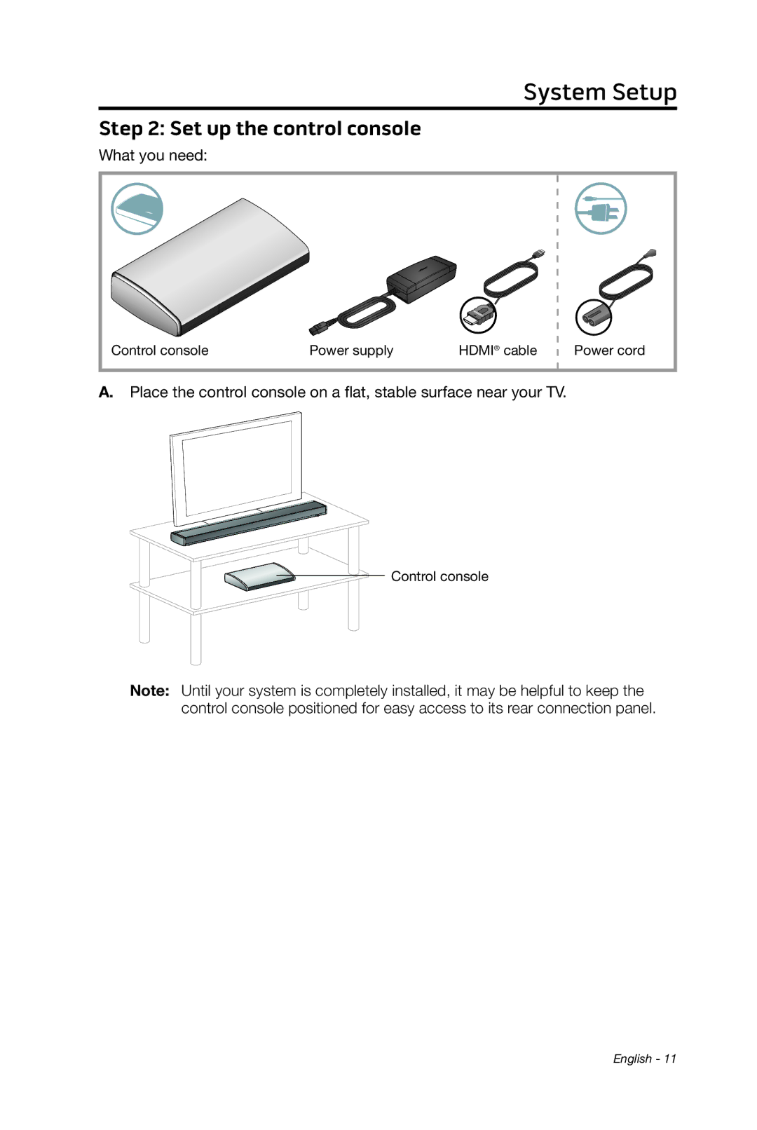 Bose 135 setup guide Set up the control console 