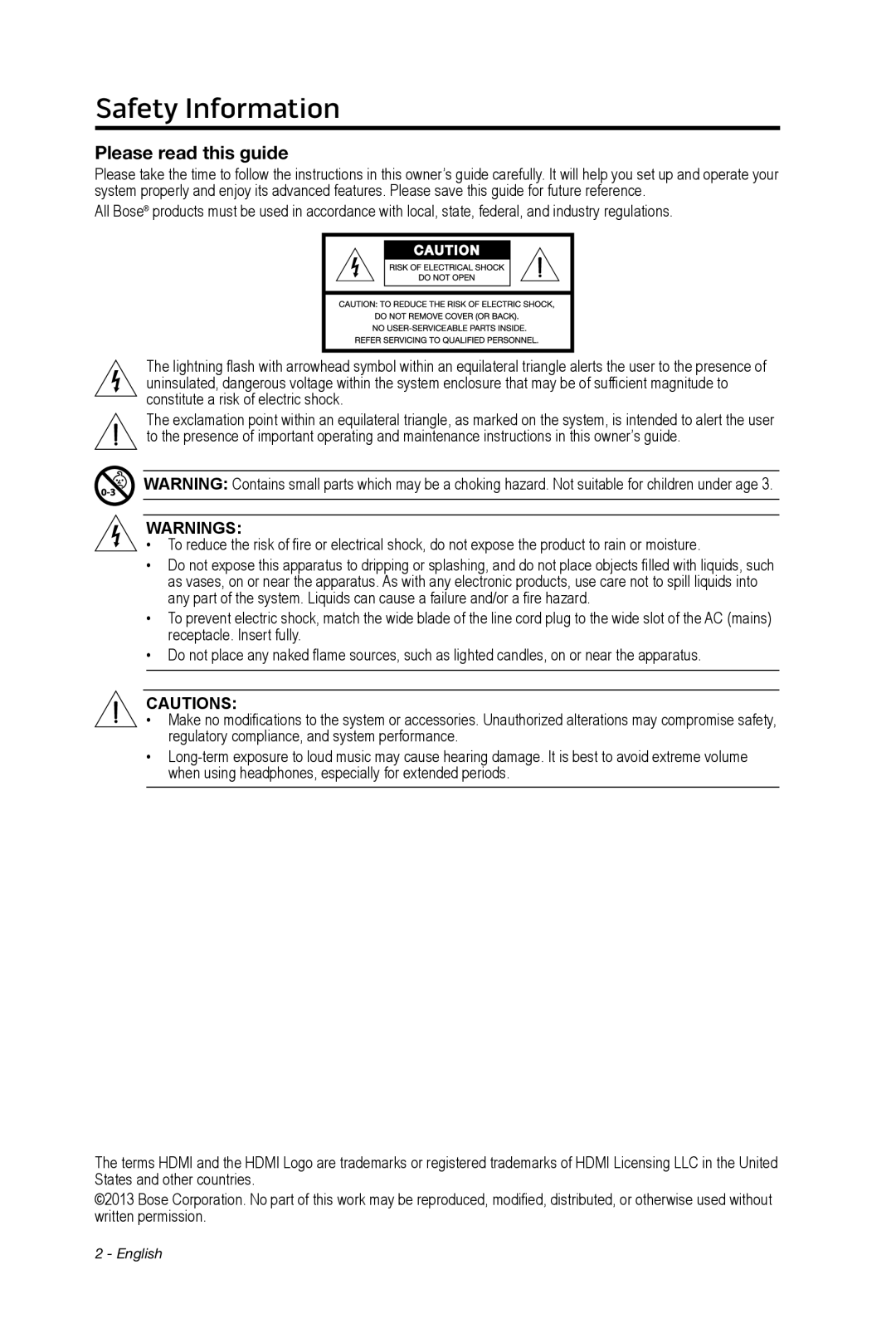 Bose 135 setup guide Safety Information, Please read this guide 