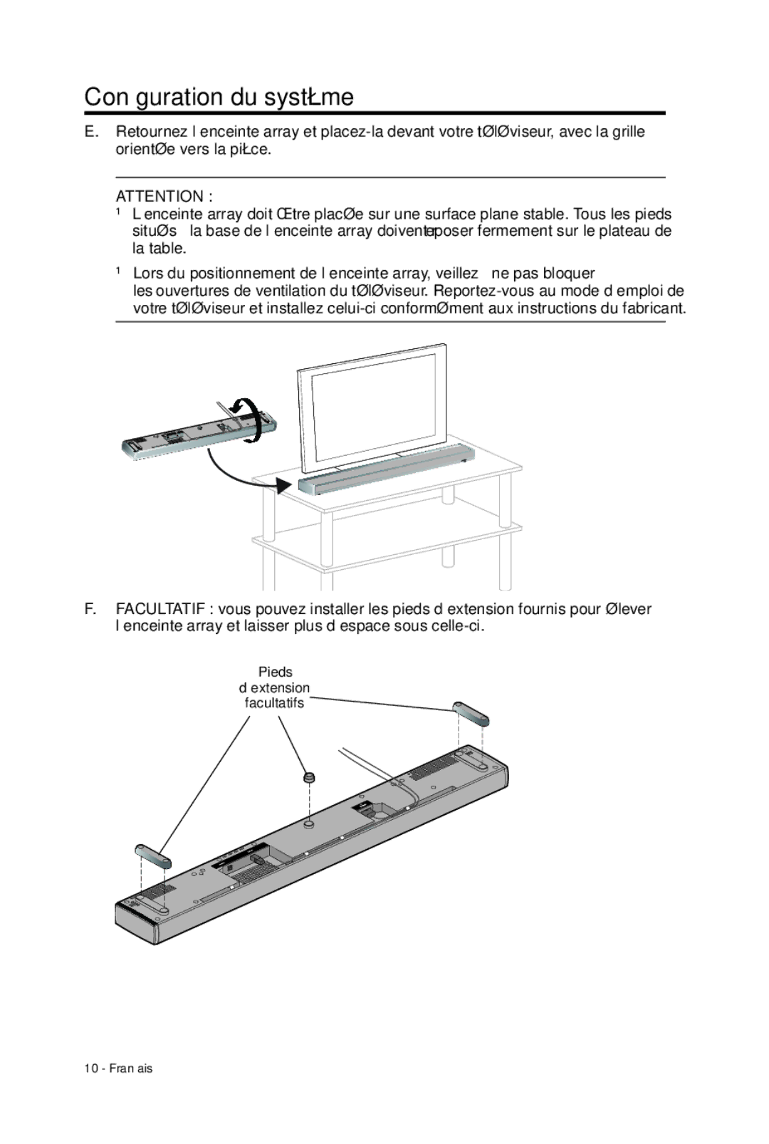 Bose 135 setup guide Pieds ’extension Facultatifs 