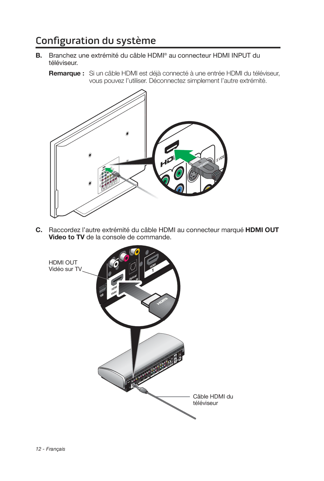 Bose 135 setup guide Vidéo sur TV Câble Hdmi du téléviseur 