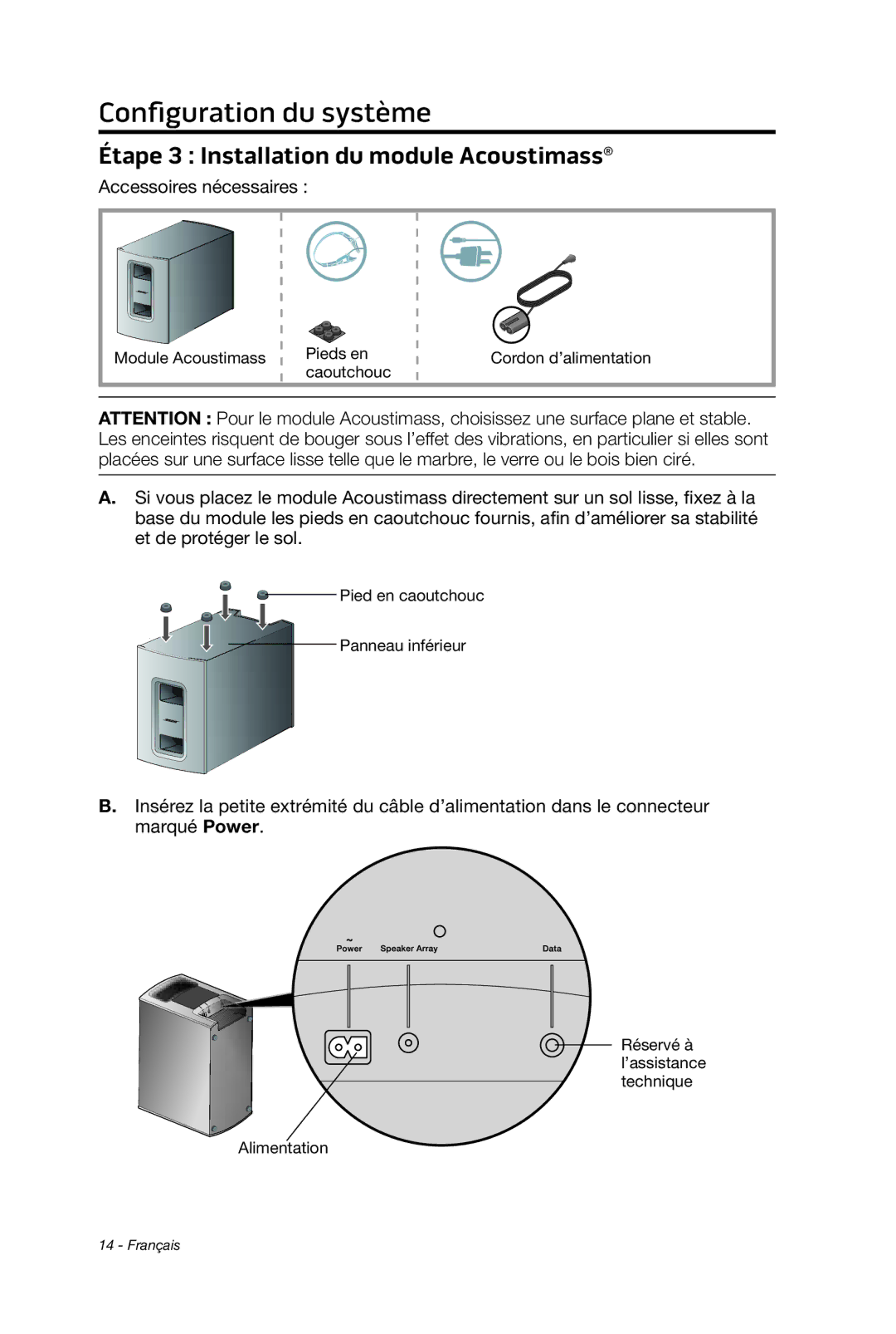 Bose 135 setup guide Étape 3 Installation du module Acoustimass 