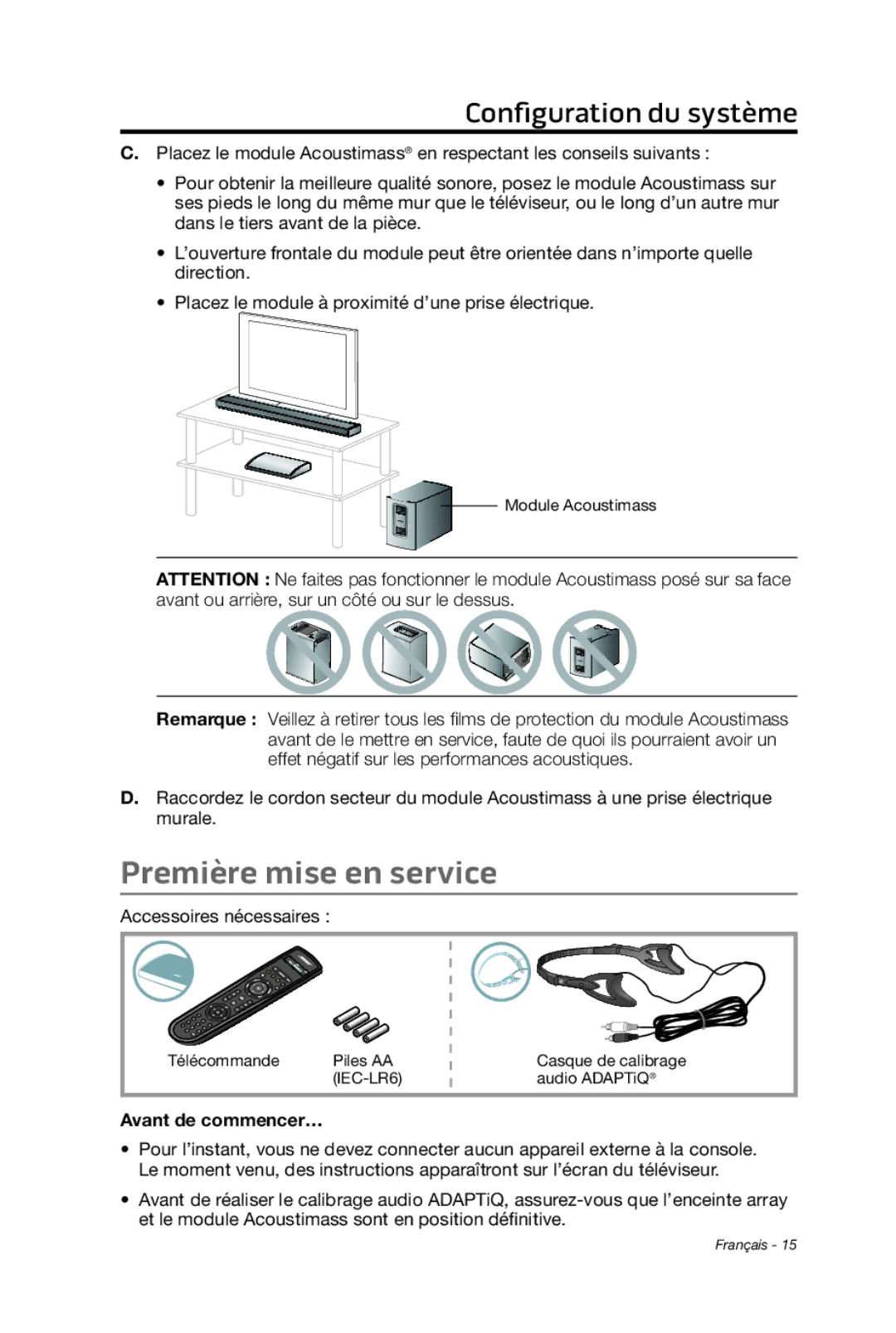 Bose 135 setup guide Première mise en service, Avant de commencer… 