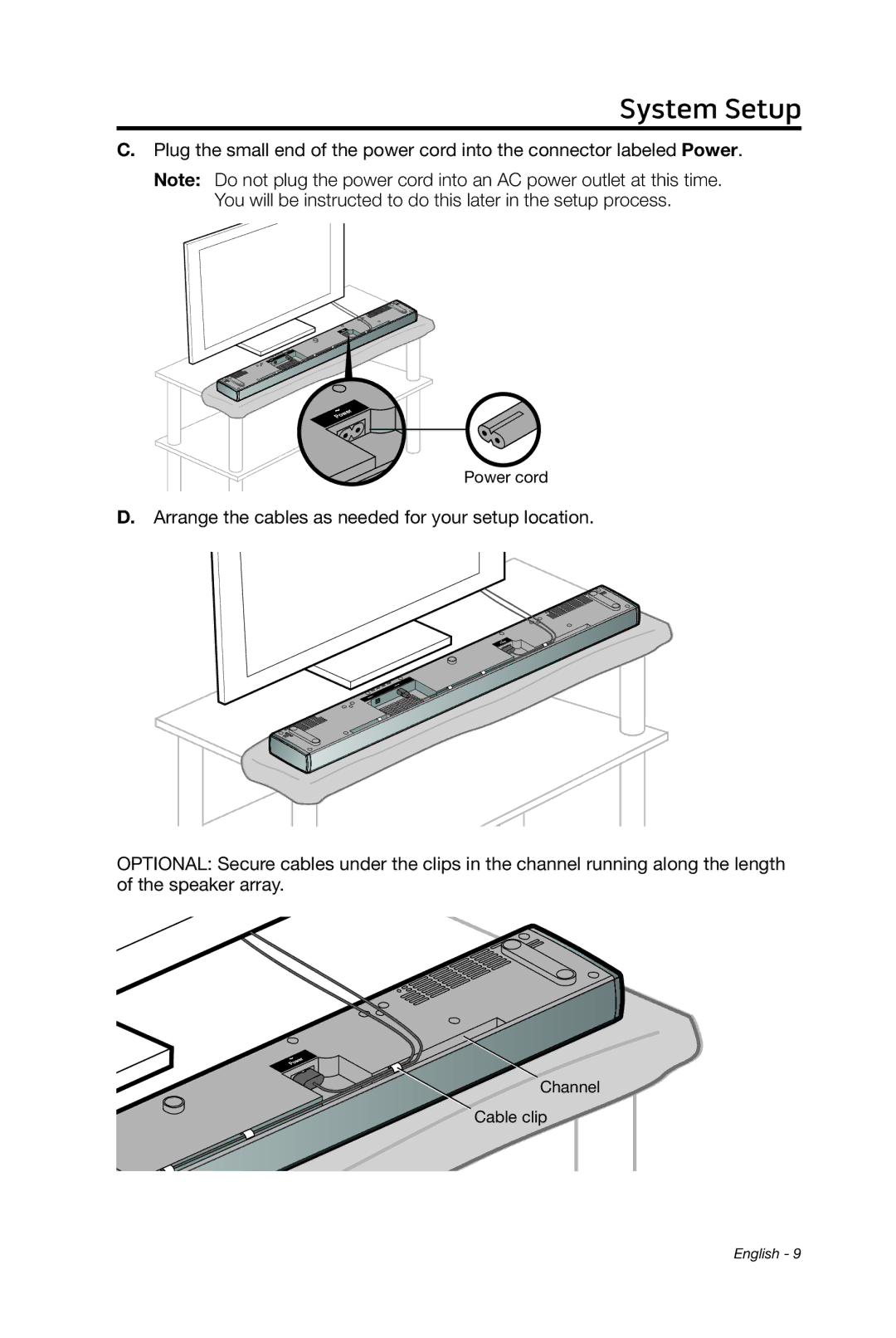 Bose 135 setup guide Channel Cable clip 