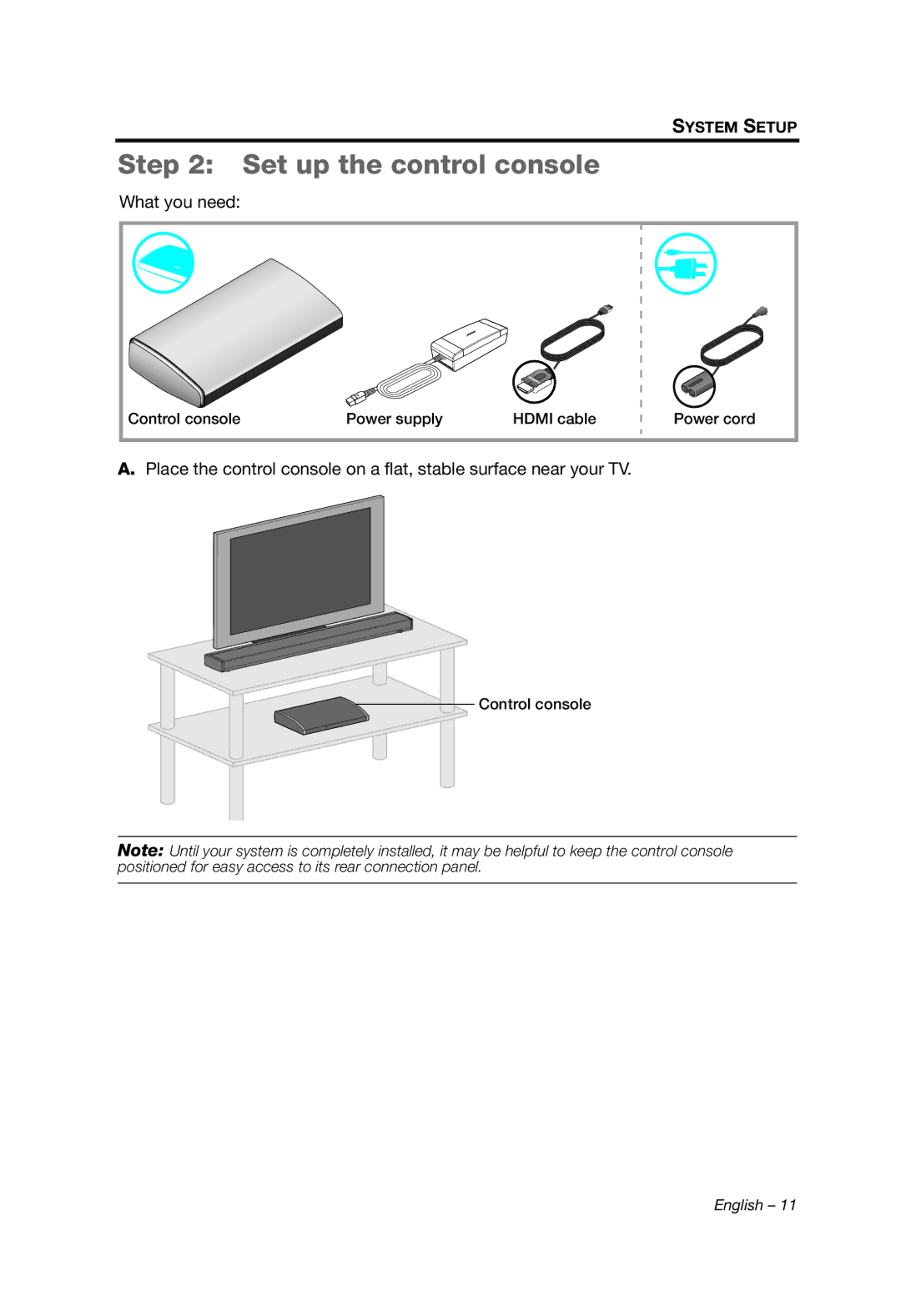 Bose 135 setup guide Set up the control console 