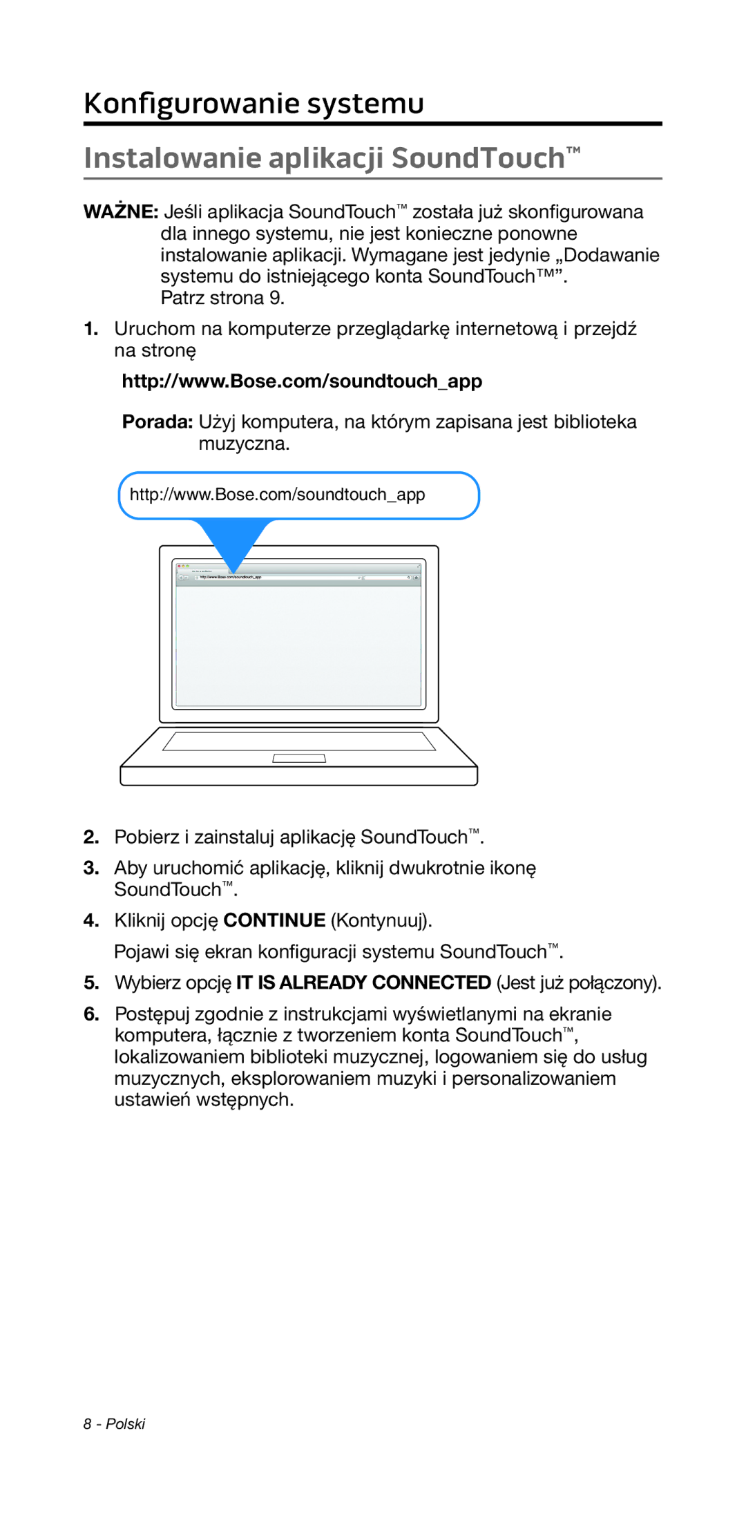 Bose 135/235 535/525 manual Instalowanie aplikacji SoundTouch 