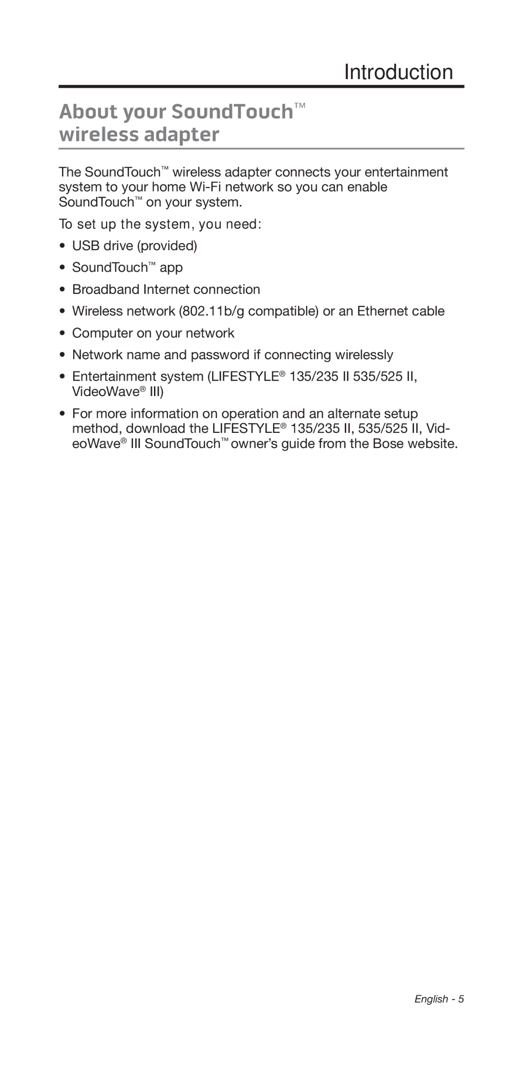 Bose 135/235 535/525 manual Introduction, To set up the system, you need 