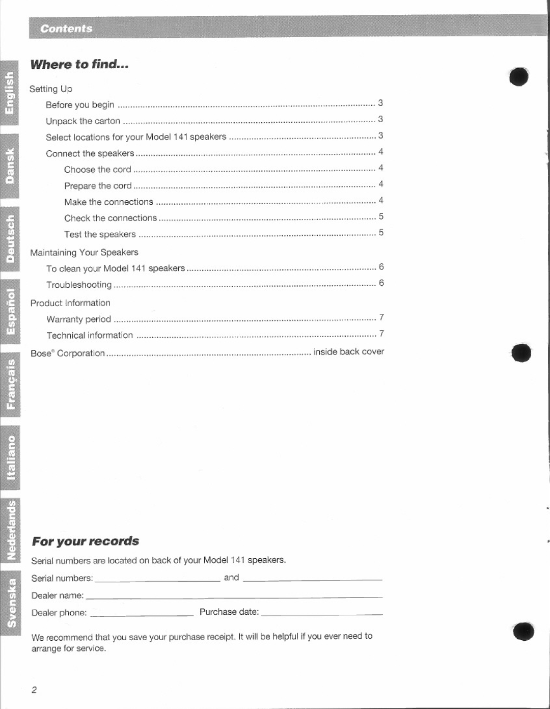 Bose 141 manual 