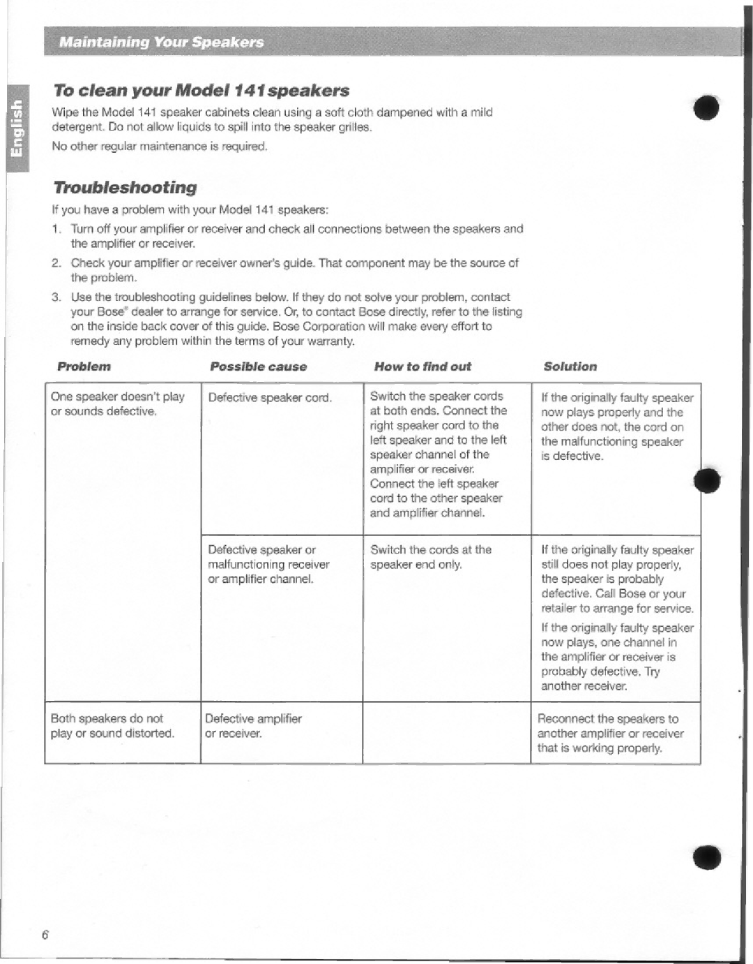 Bose 141 manual 