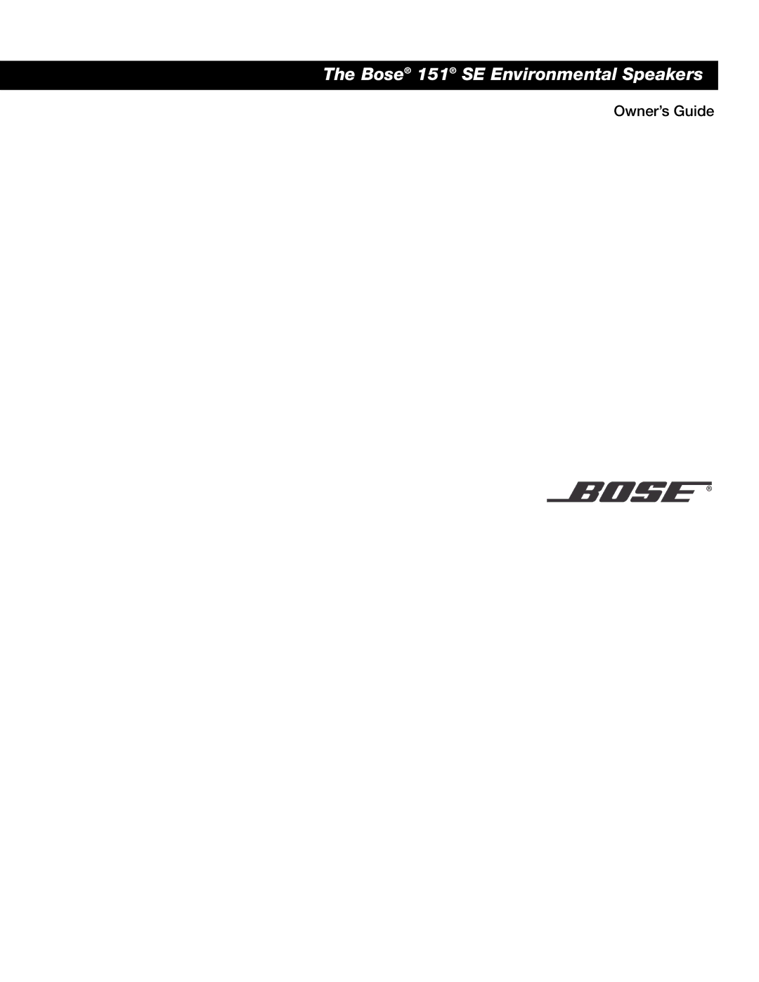 Bose manual Bose 151 SE Environmental Speakers 