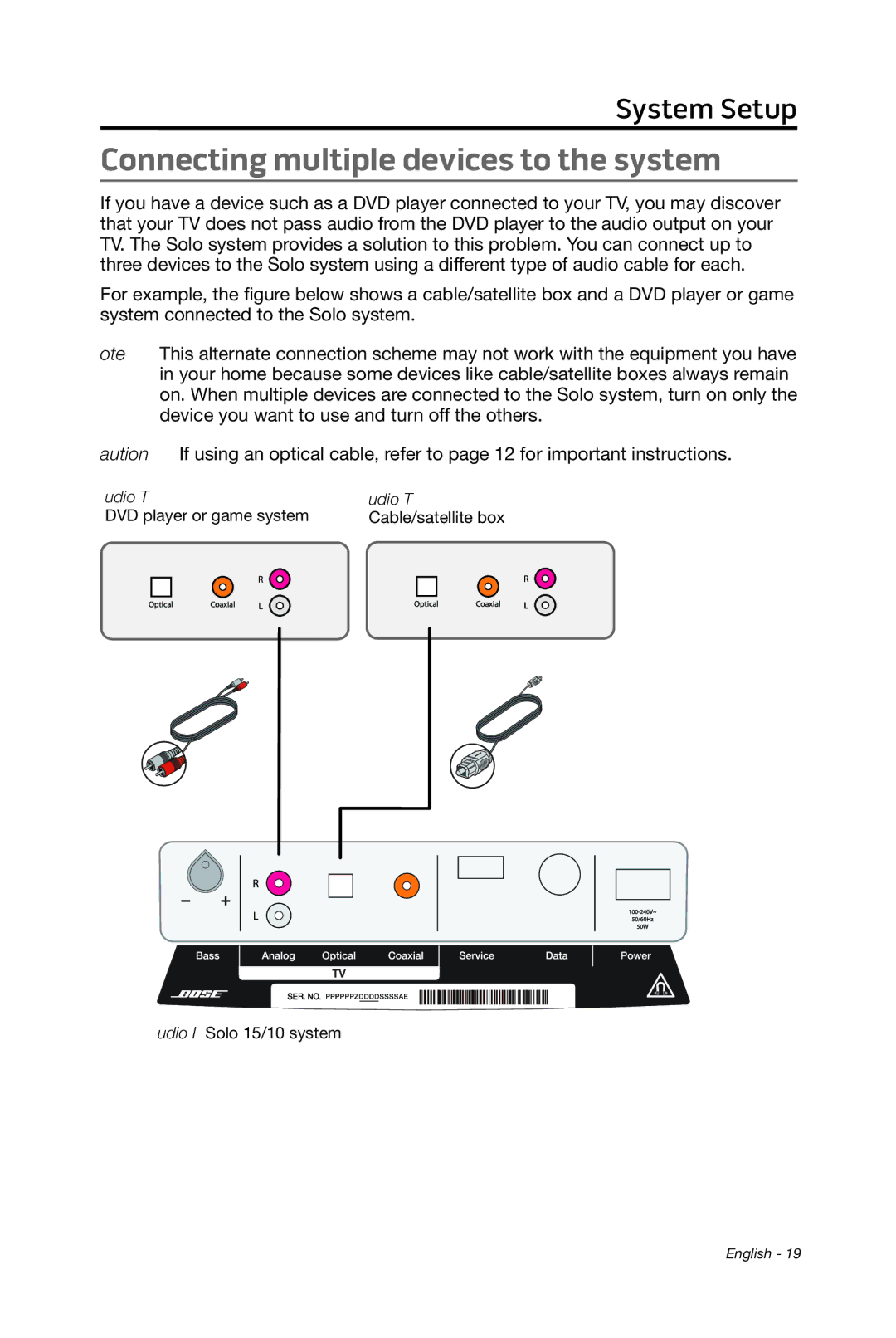 Bose 15/10 manual Connecting multiple devices to the system 