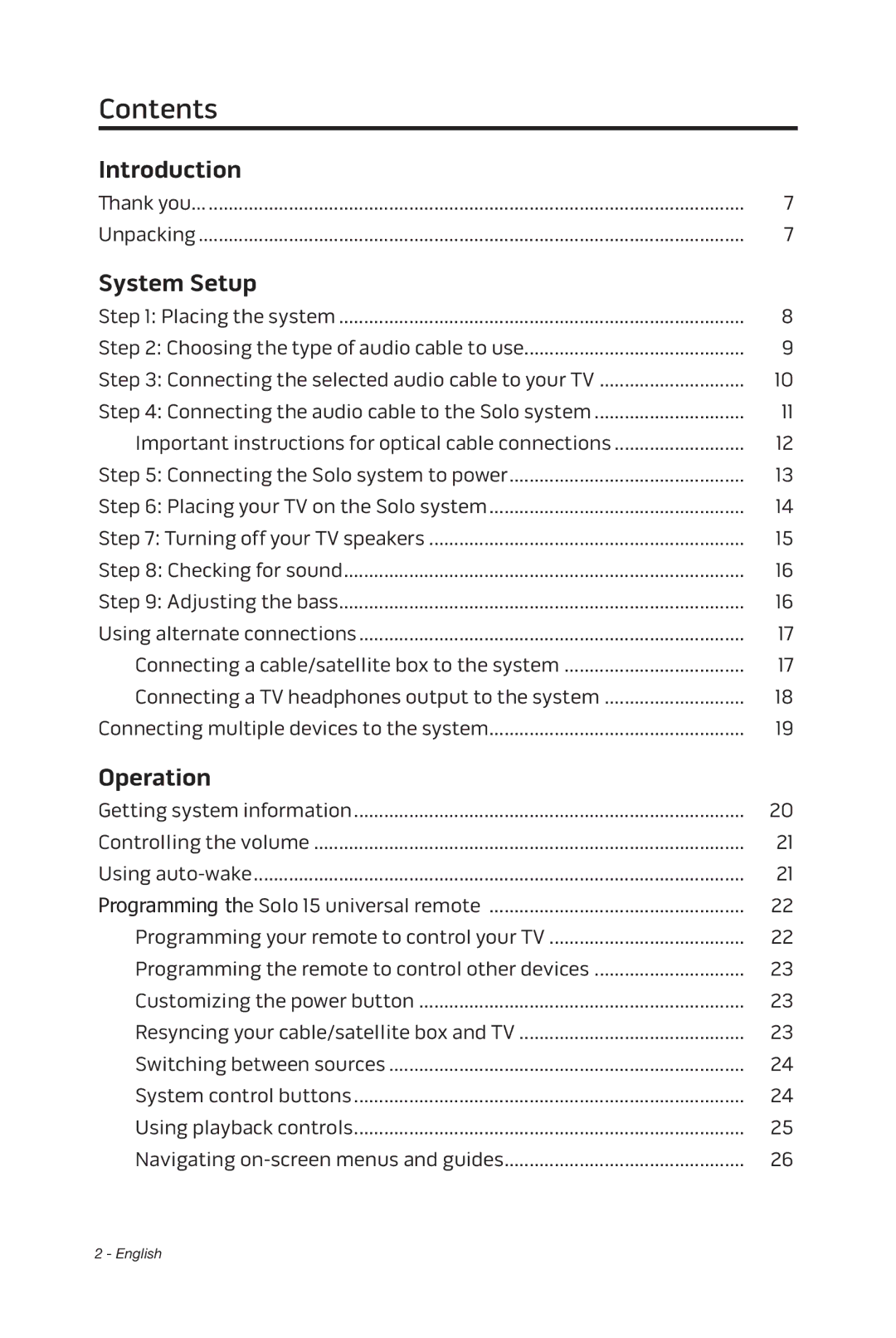 Bose 15/10 manual Contents 