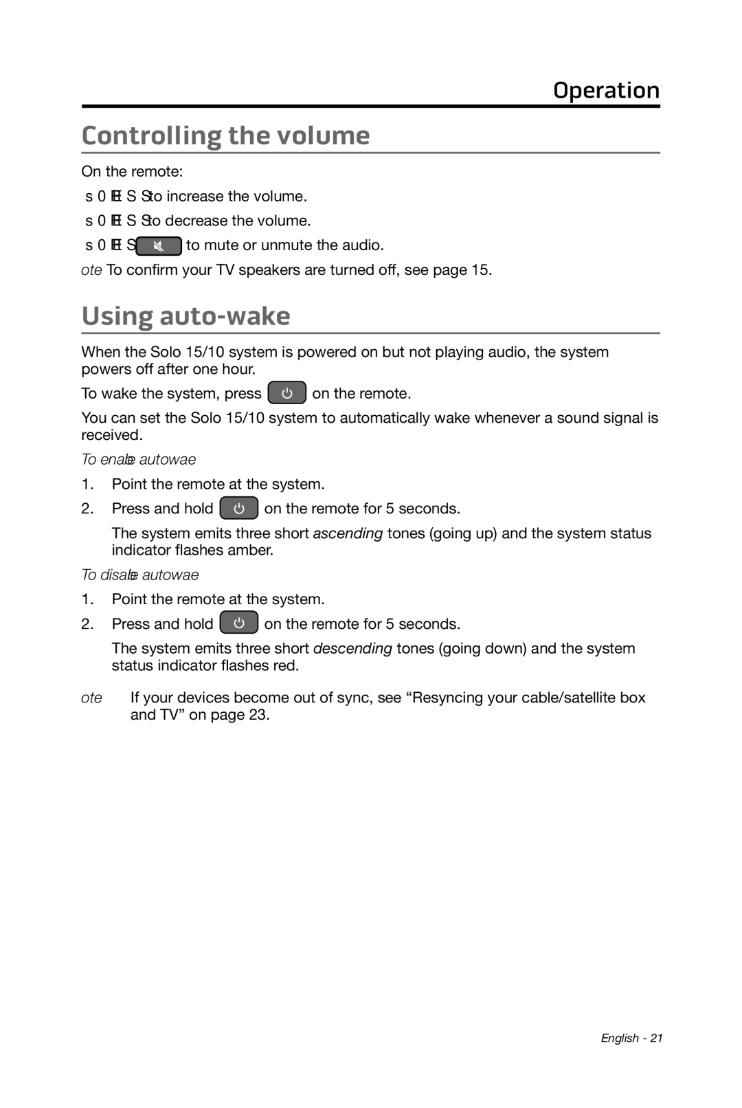 Bose 15/10 manual Controlling the volume, Using auto-wake 