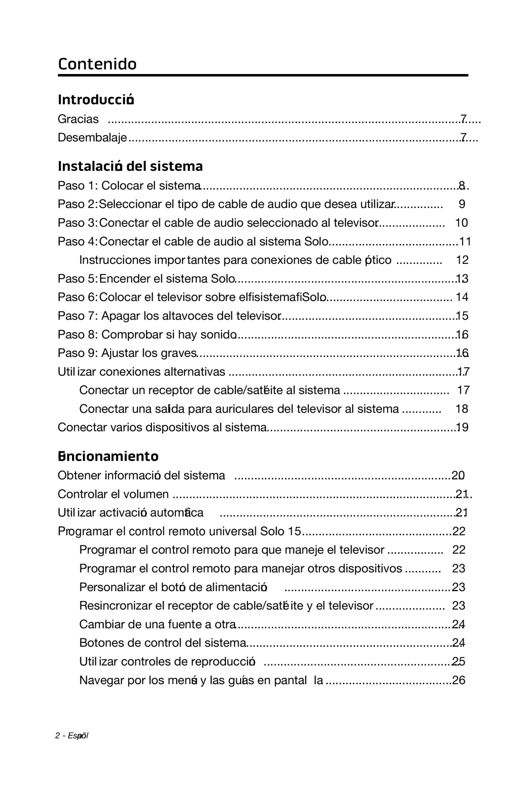 Bose 15/10 manual Introducción, Instalación del sistema, Funcionamiento 