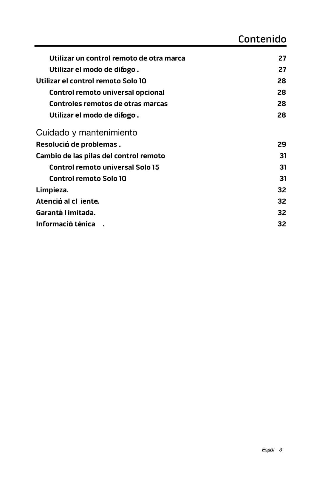 Bose 15/10 manual Cuidado y mantenimiento, Utilizar un control remoto de otra marca 