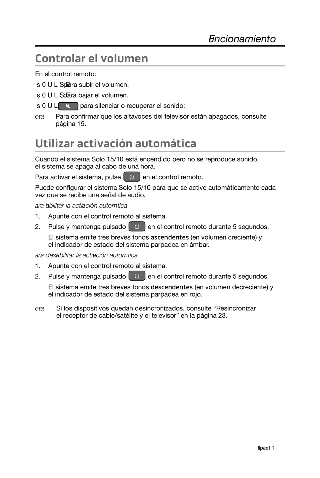 Bose 15/10 manual Controlar el volumen, Utilizar activación automática 