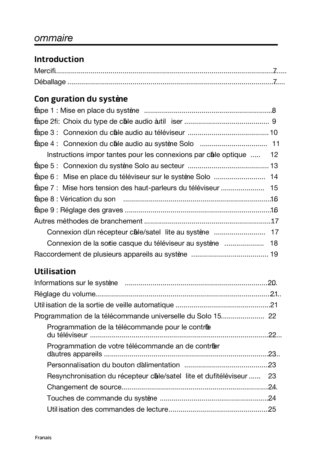 Bose 15/10 manual Configuration du système, Utilisation 