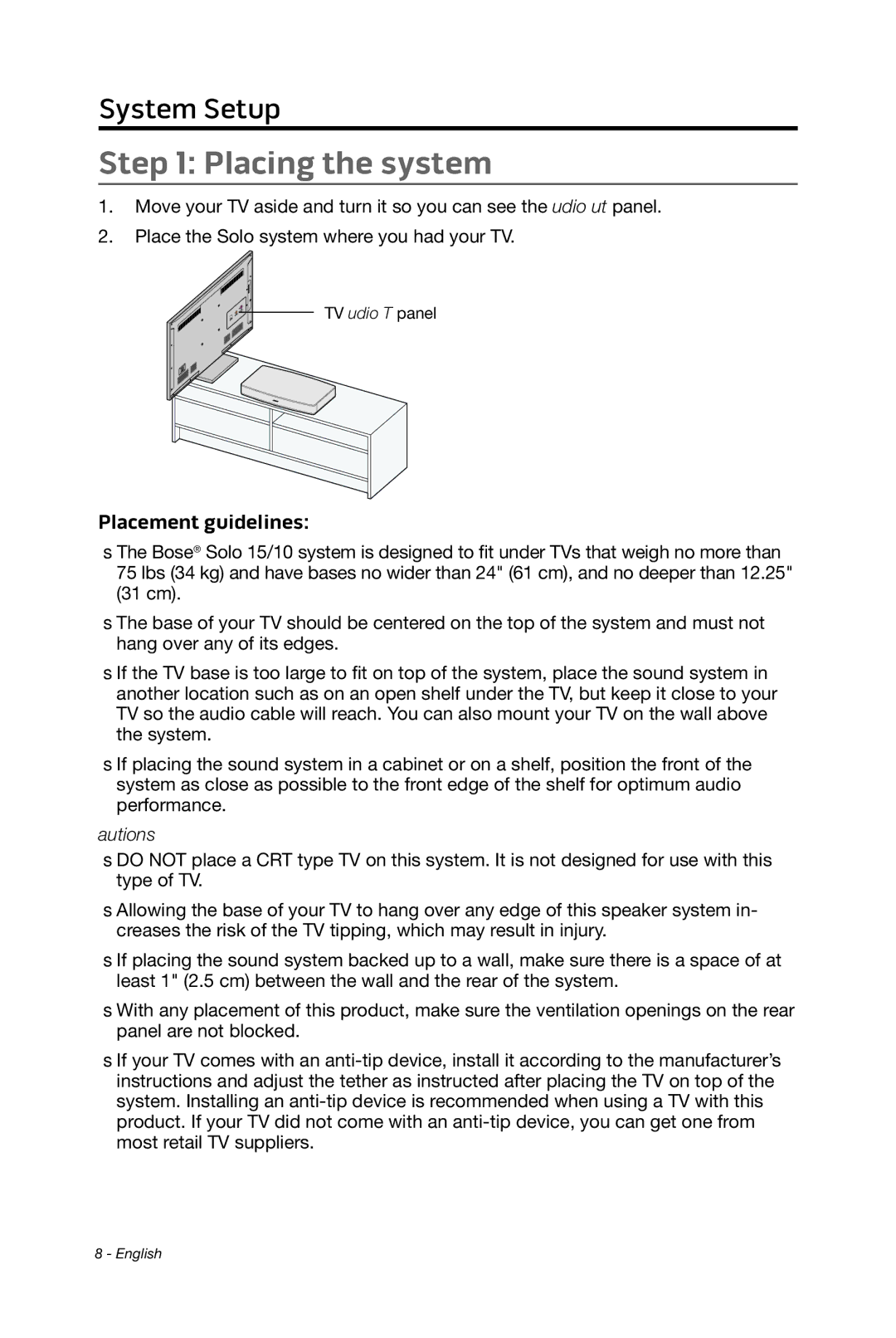 Bose 15/10 manual Placing the system, Placement guidelines 