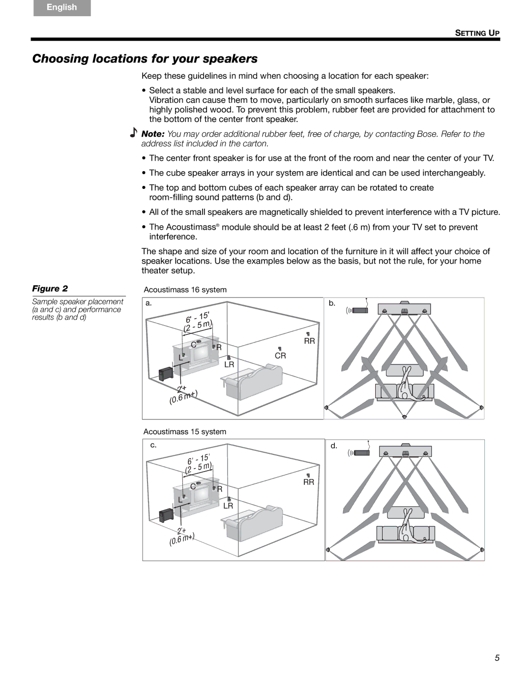 Bose 16 Series II, 15 Series III, 16, 15 manual Choosing locations for your speakers 