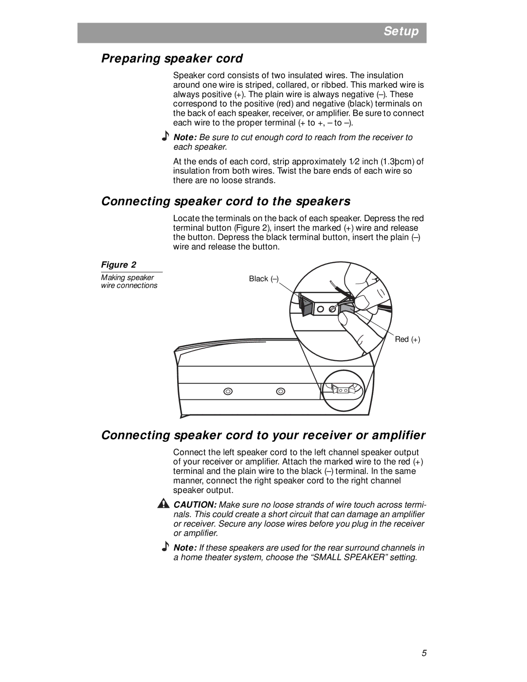 Bose 161 manual Preparing speaker cord, Connecting speaker cord to the speakers 