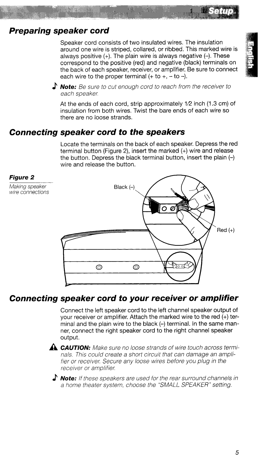 Bose 161TM manual Preparing speaker cord, Connecting speaker cord to the speakers 