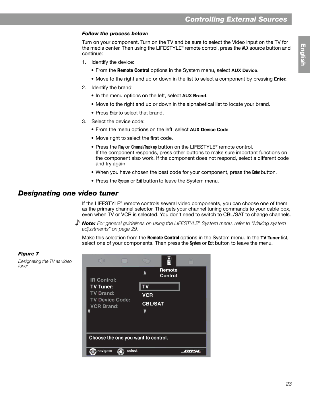 Bose 28, 18 Series II manual Designating one video tuner 