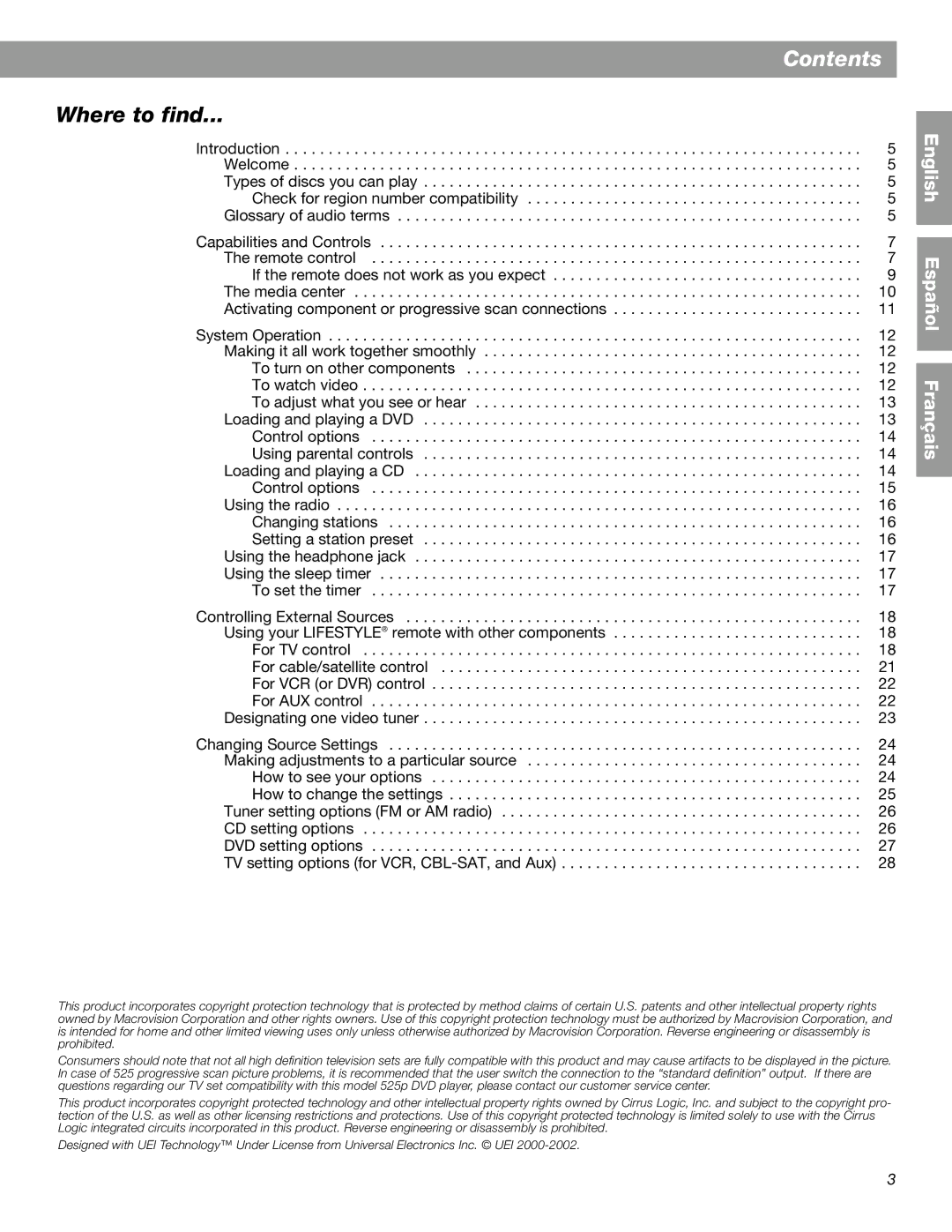 Bose 28, 18 Series II manual Contents 