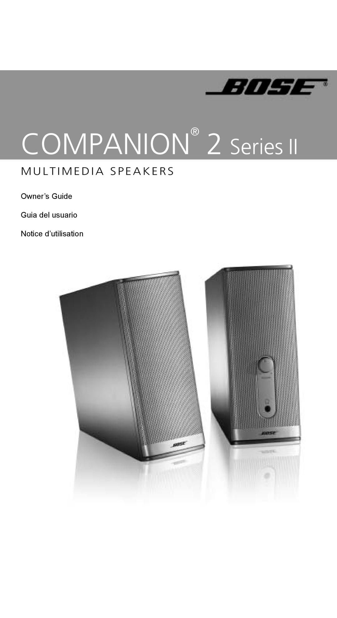 Bose 40274 manual COMPANION 2 Series, Multimedia Speakers, Owner’s Guide Guia del usuario, Notice d’utilisation 