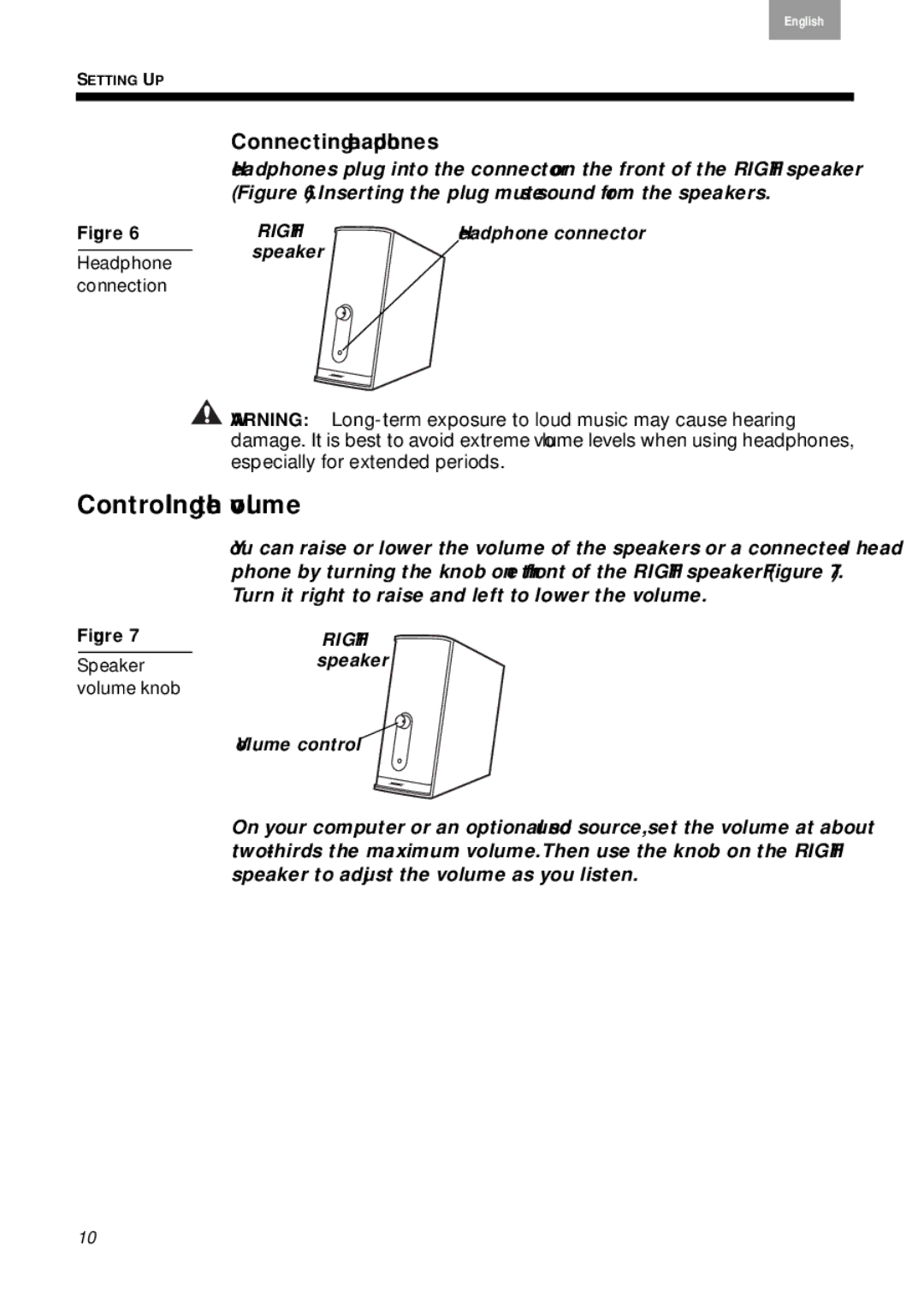 Bose 2 Series II, 40274 manual Controlling the volume, Connecting headphones 