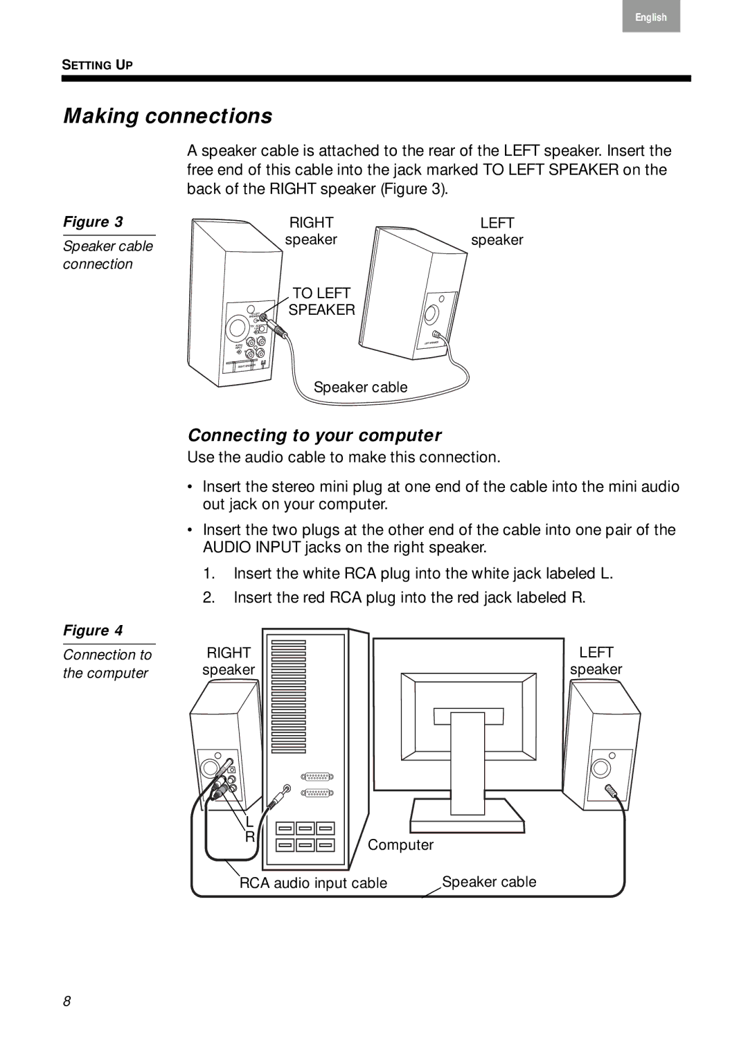 Bose 2 Series II, 40274 manual Making connections, Connecting to your computer 