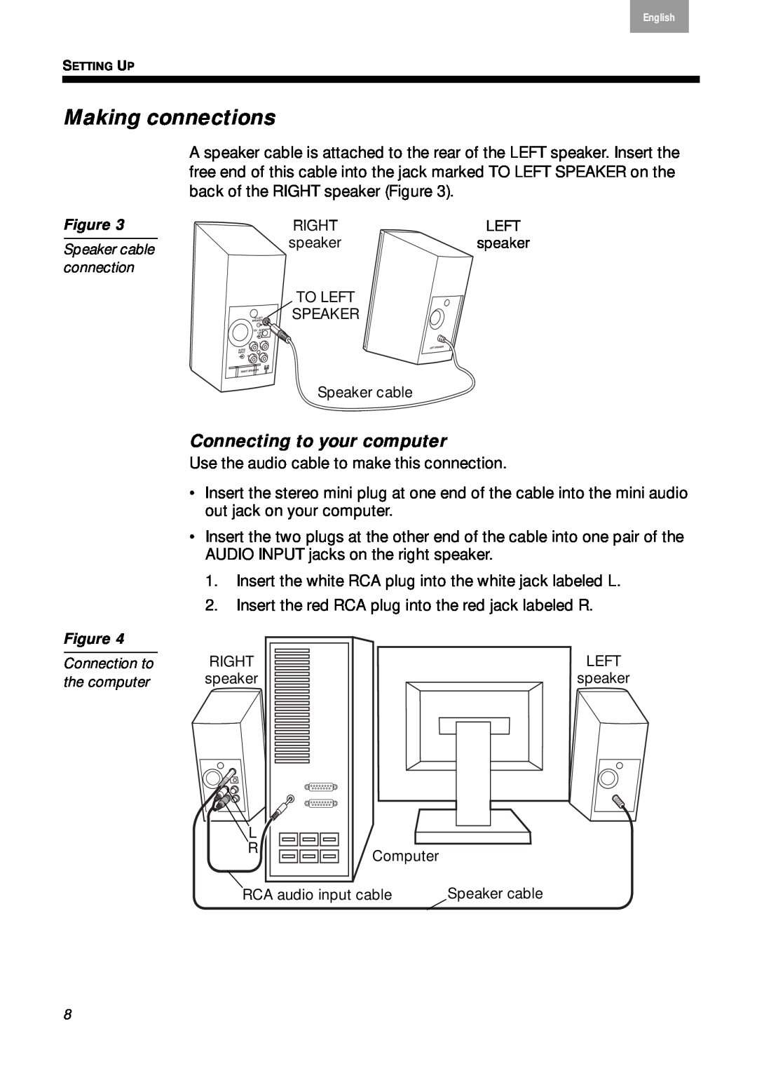 Bose 2 Series II, 40274 manual Making connections, Connecting to your computer 