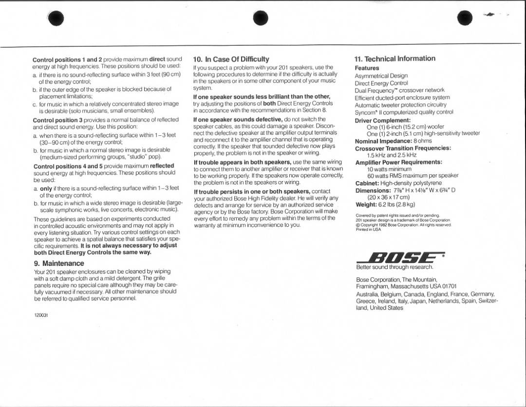 Bose 201 manual 