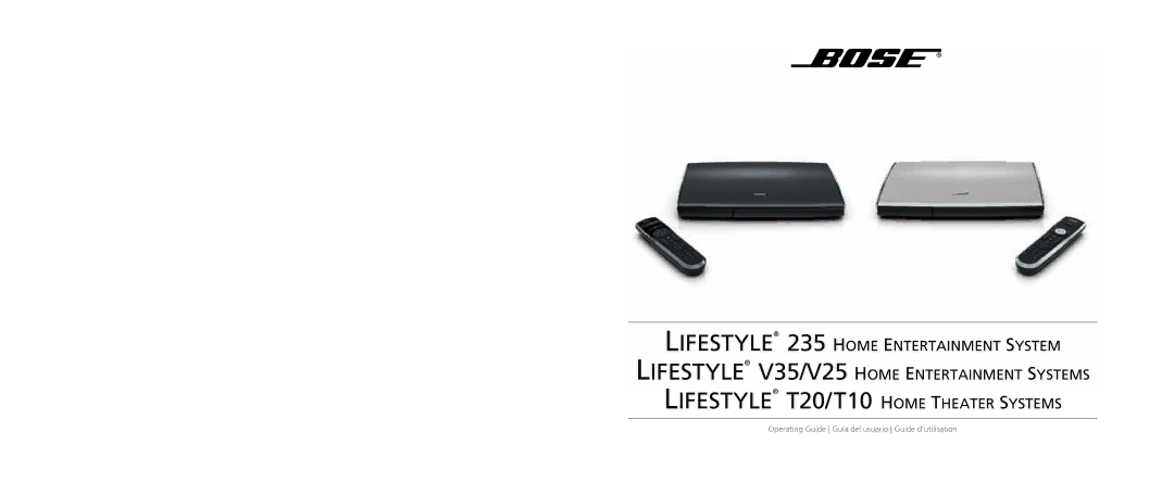 Bose T20/T10, Lifestyle (R) 135, 235/135, Ls 135 manual Lifestyle V35/V25 