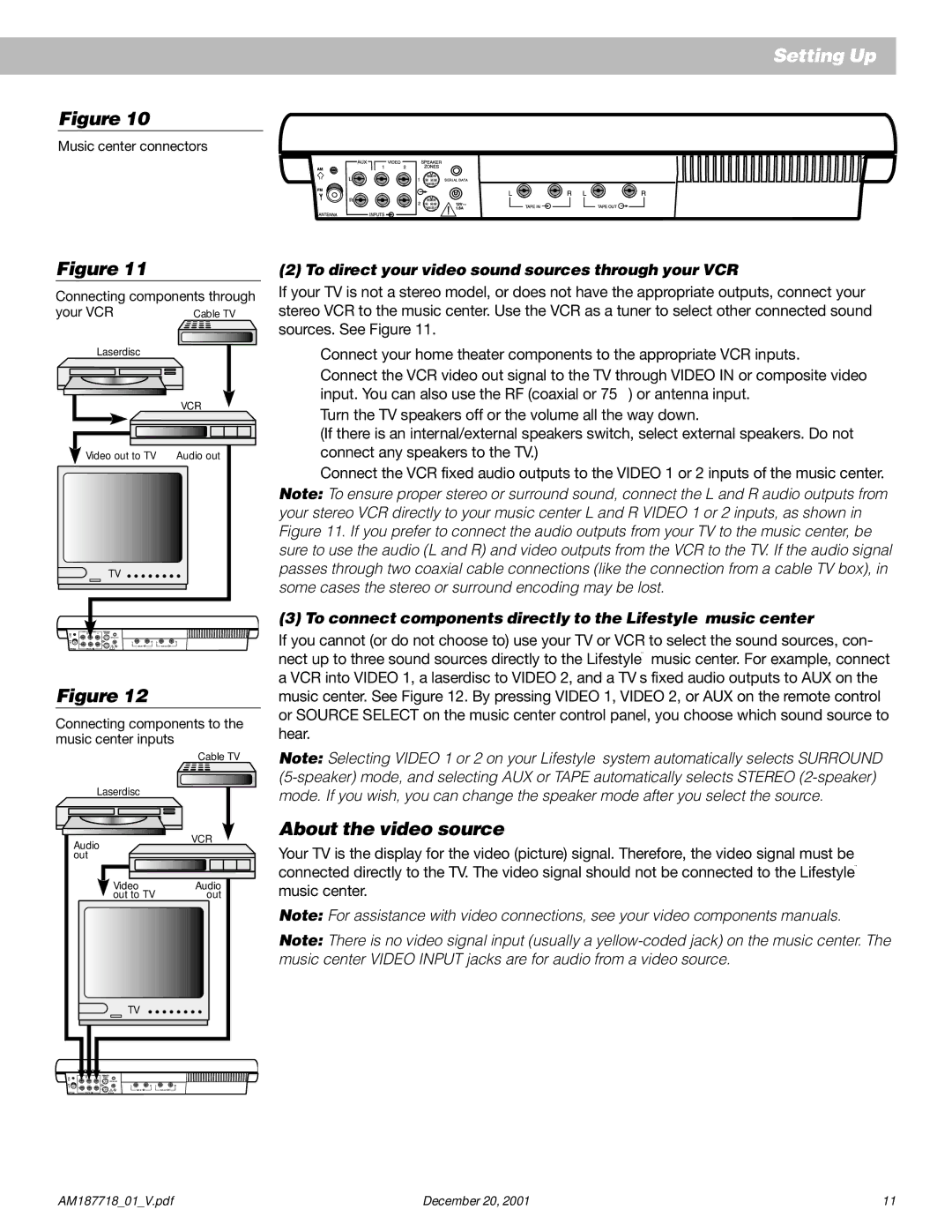 Bose 25 manual About the video source, To direct your video sound sources through your VCR 