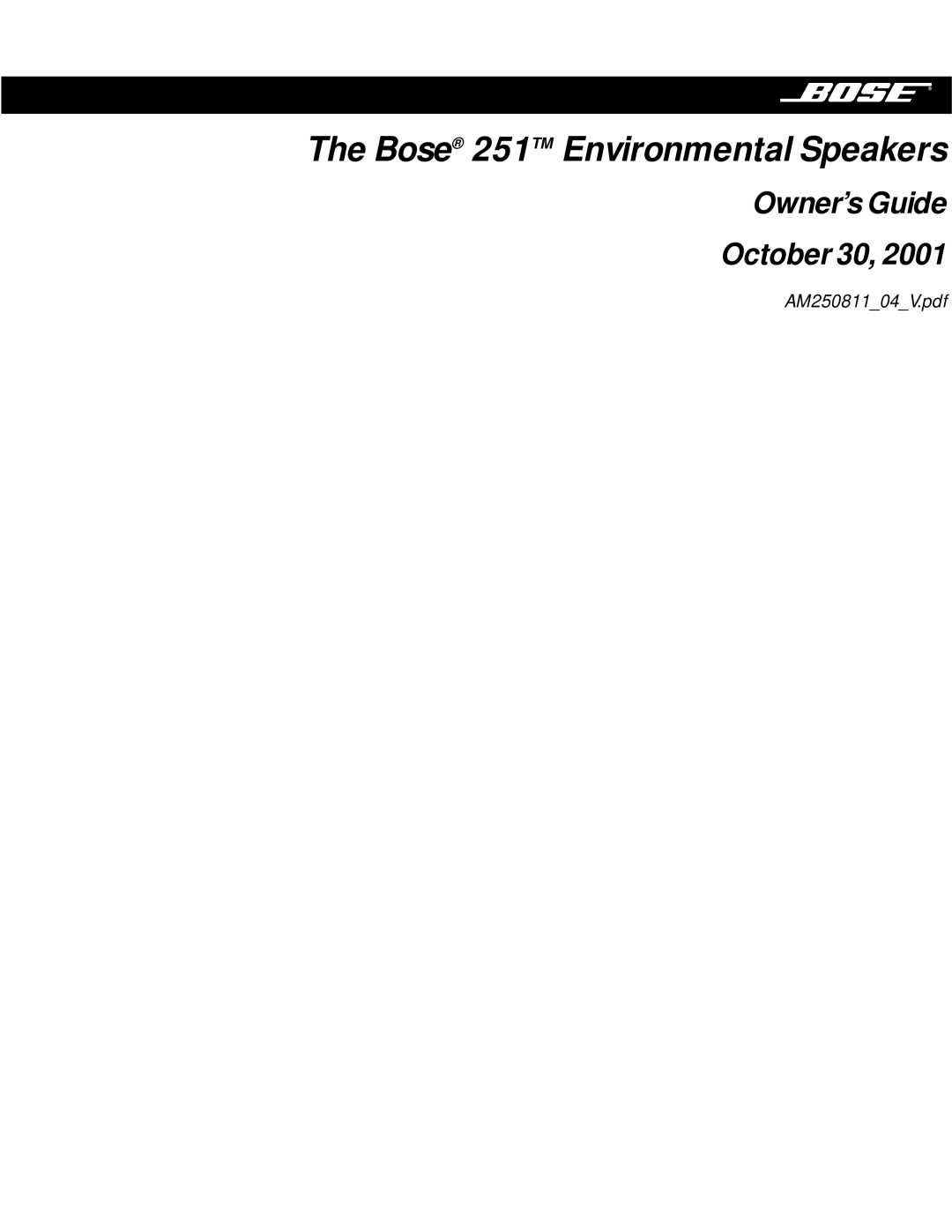 Bose manual Bose 251TM Environmental Speakers 