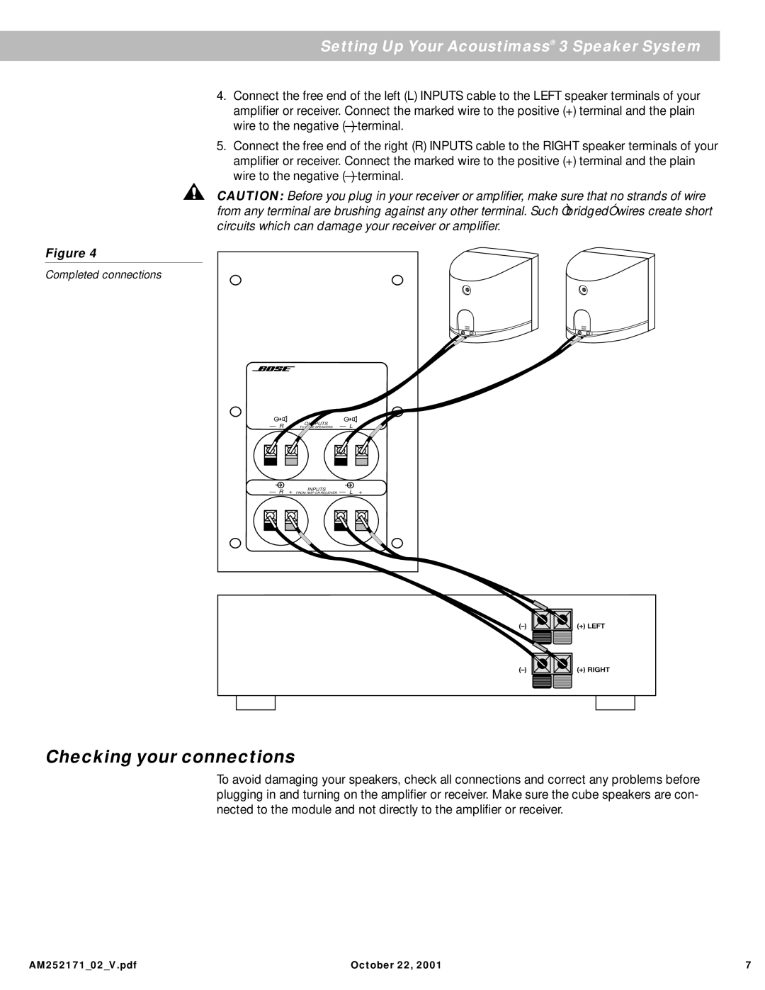 Bose 3 Series manual Checking your connections 