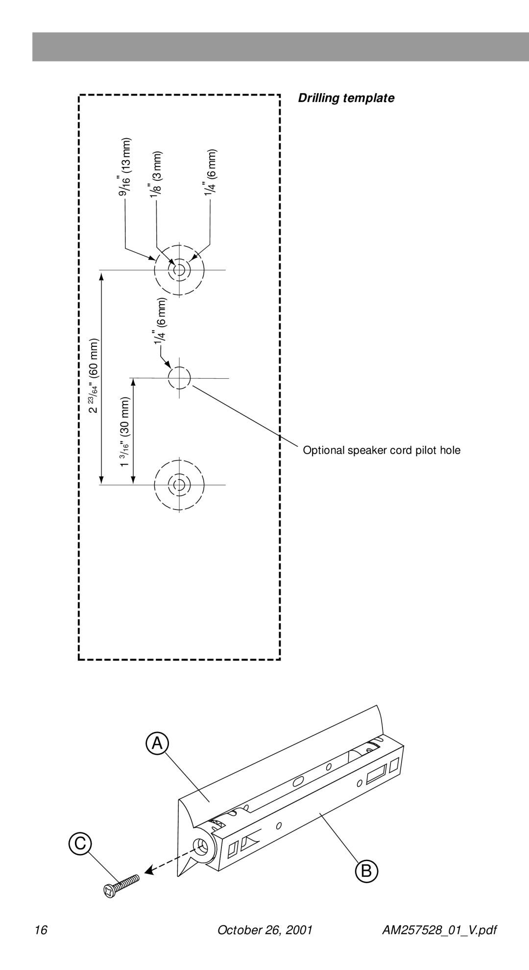 Bose 30 Series II manual Drilling template 