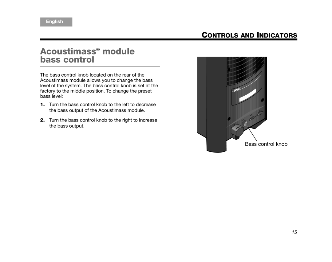 Bose 320573-1100 manual Acoustimass module bass control 